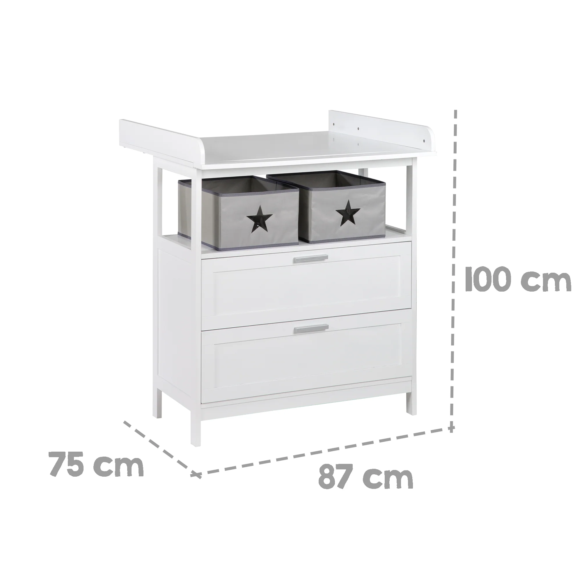 Wickelkommode 'Hamburg' mit Ansatz, 2 Schubladen, 2 Boxen, Wandbefestigung, Wickelhöhe 92 cm - Image 8