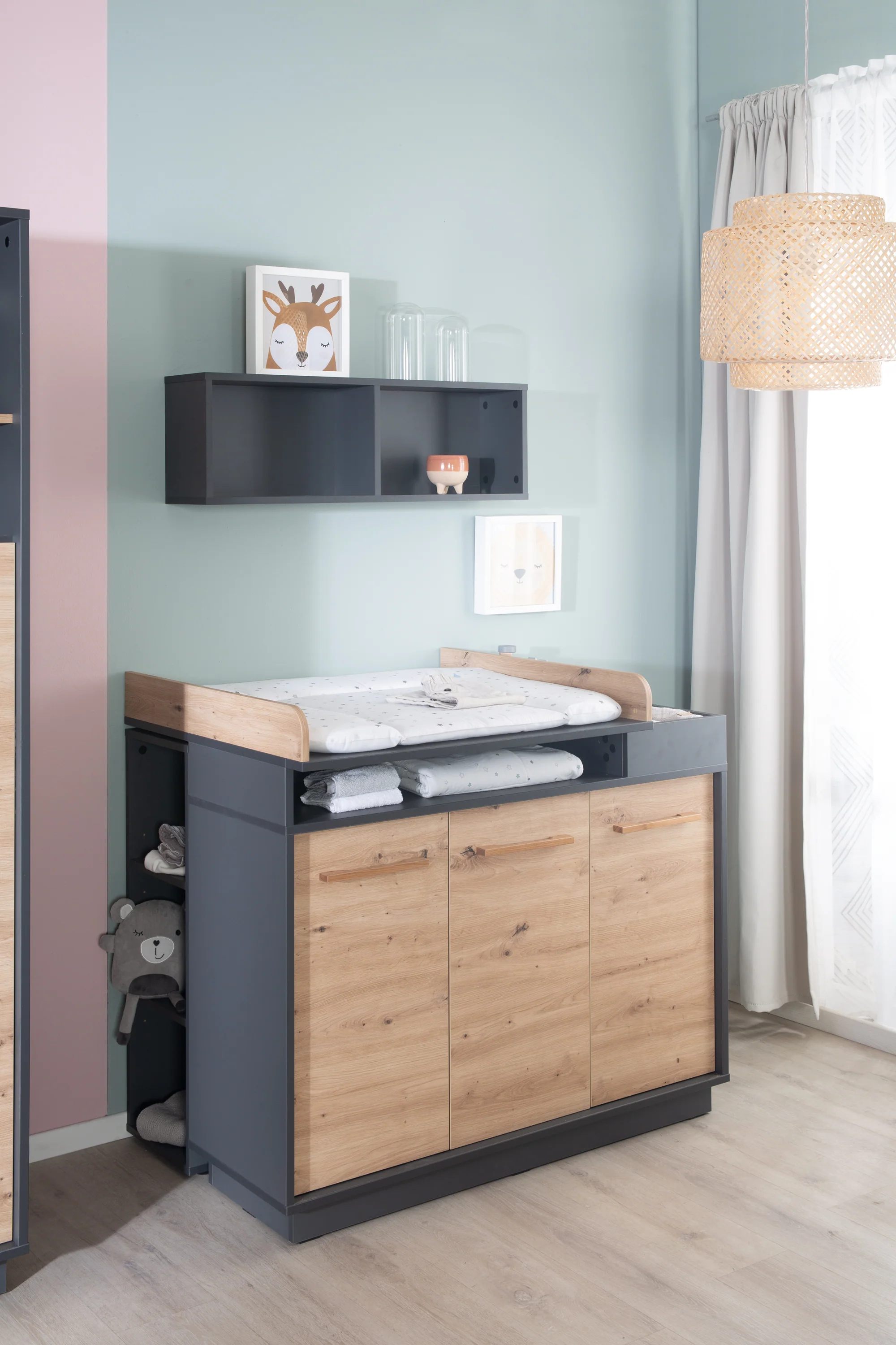 Wickelkommode 'Lenn' inkl. offenen Fächern, Anthrazit / Holzdekor 'Artisan Eiche' - Image 12