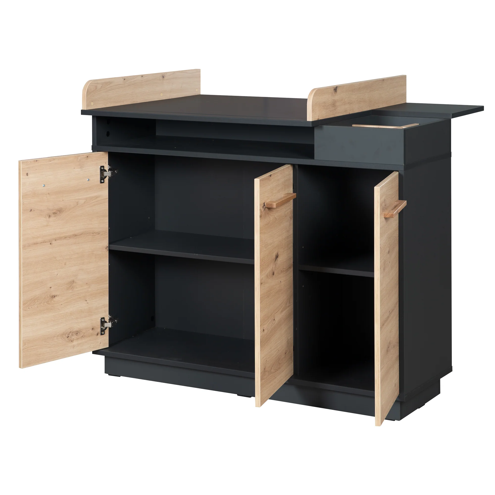 Wickelkommode 'Lenn' inkl. offenen Fächern, Anthrazit / Holzdekor 'Artisan Eiche' - Image 4