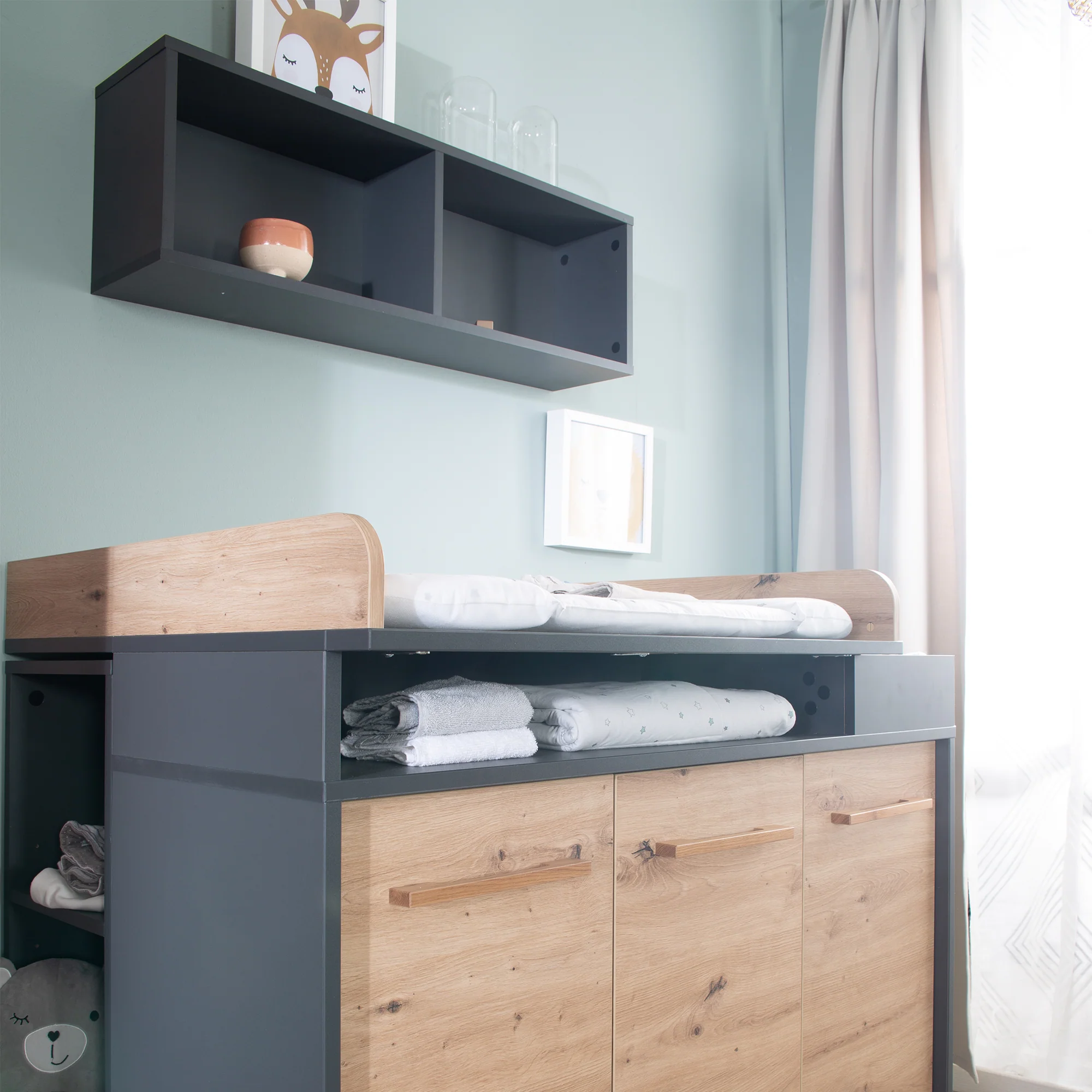 Wickelkommode 'Lenn' inkl. offenen Fächern, Anthrazit / Holzdekor 'Artisan Eiche' - Image 8