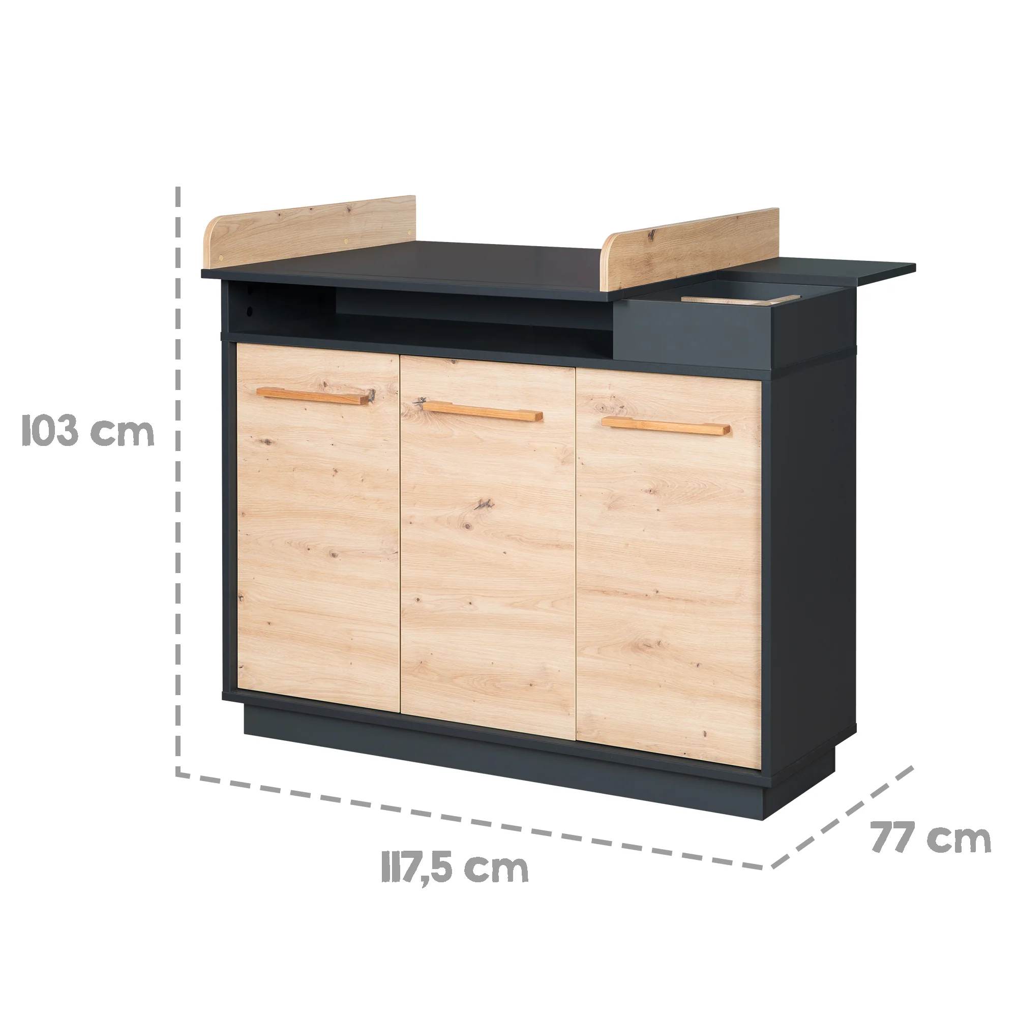 Wickelkommode 'Lenn' inkl. offenen Fächern, Anthrazit / Holzdekor 'Artisan Eiche' - Image 9