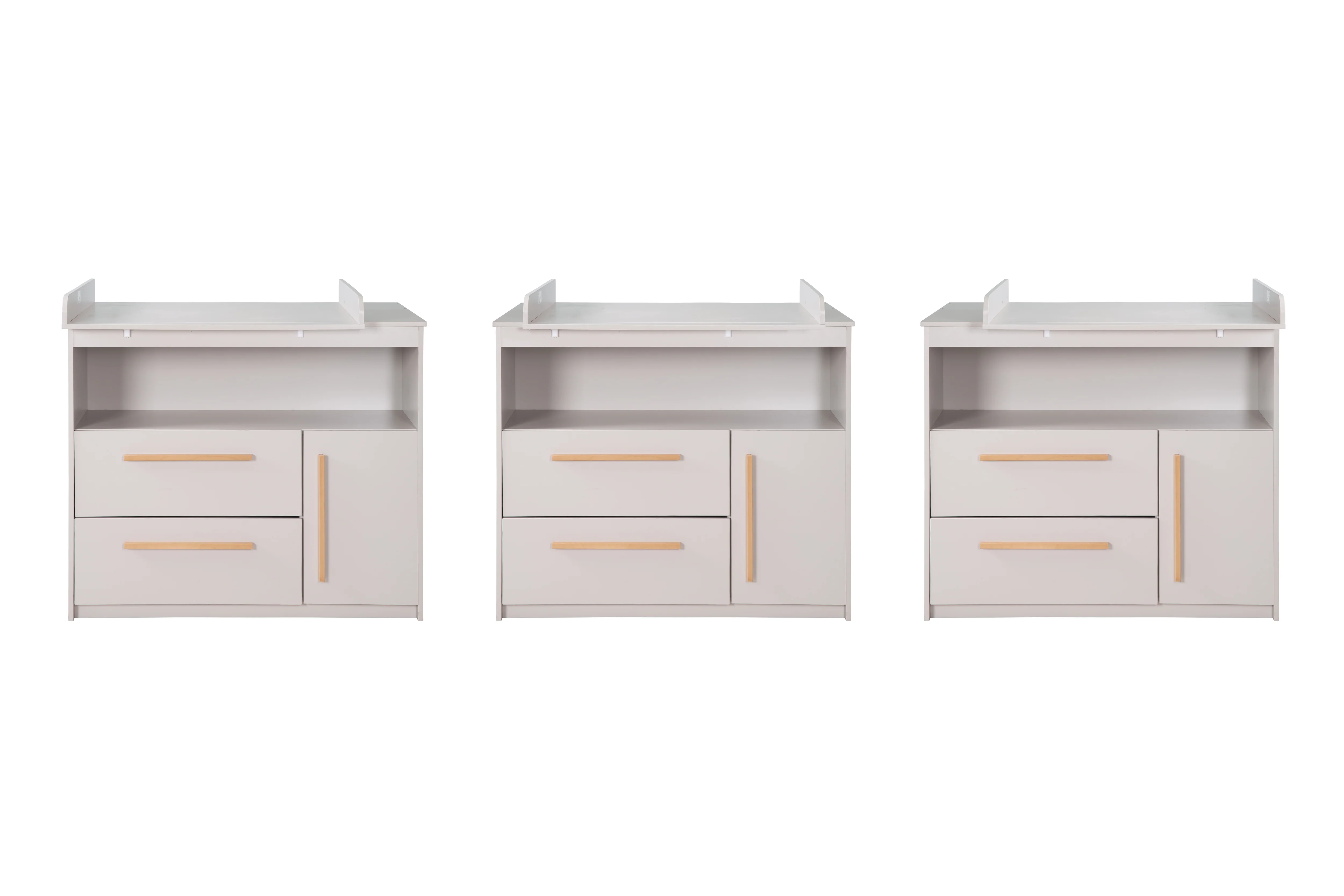 Wickelkommode Lea inkl. Wickelaufsatz - Griffe aus Holz - Beige / Grau - Image 11