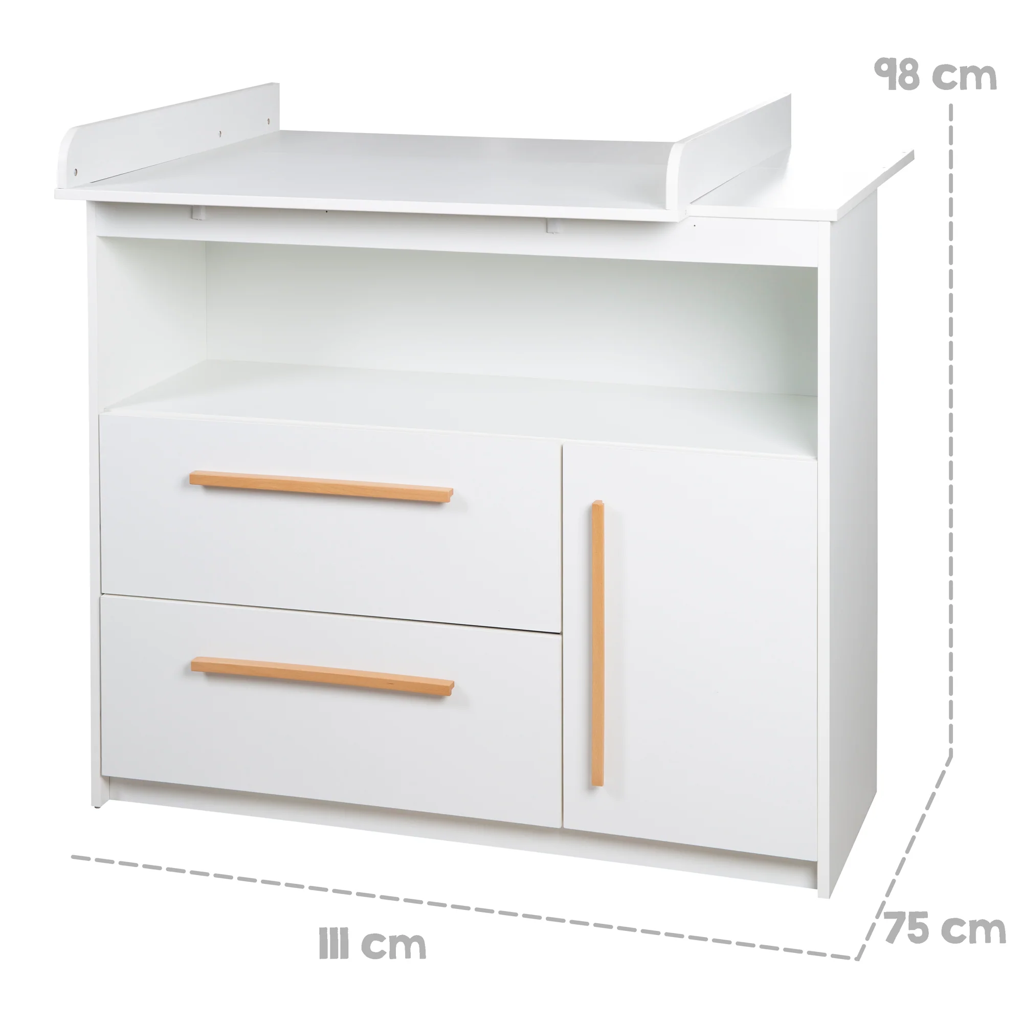 Wickelkommode 'Lilo' mit Schubladen, Tür, offenem Fach - Weiß - Image 6