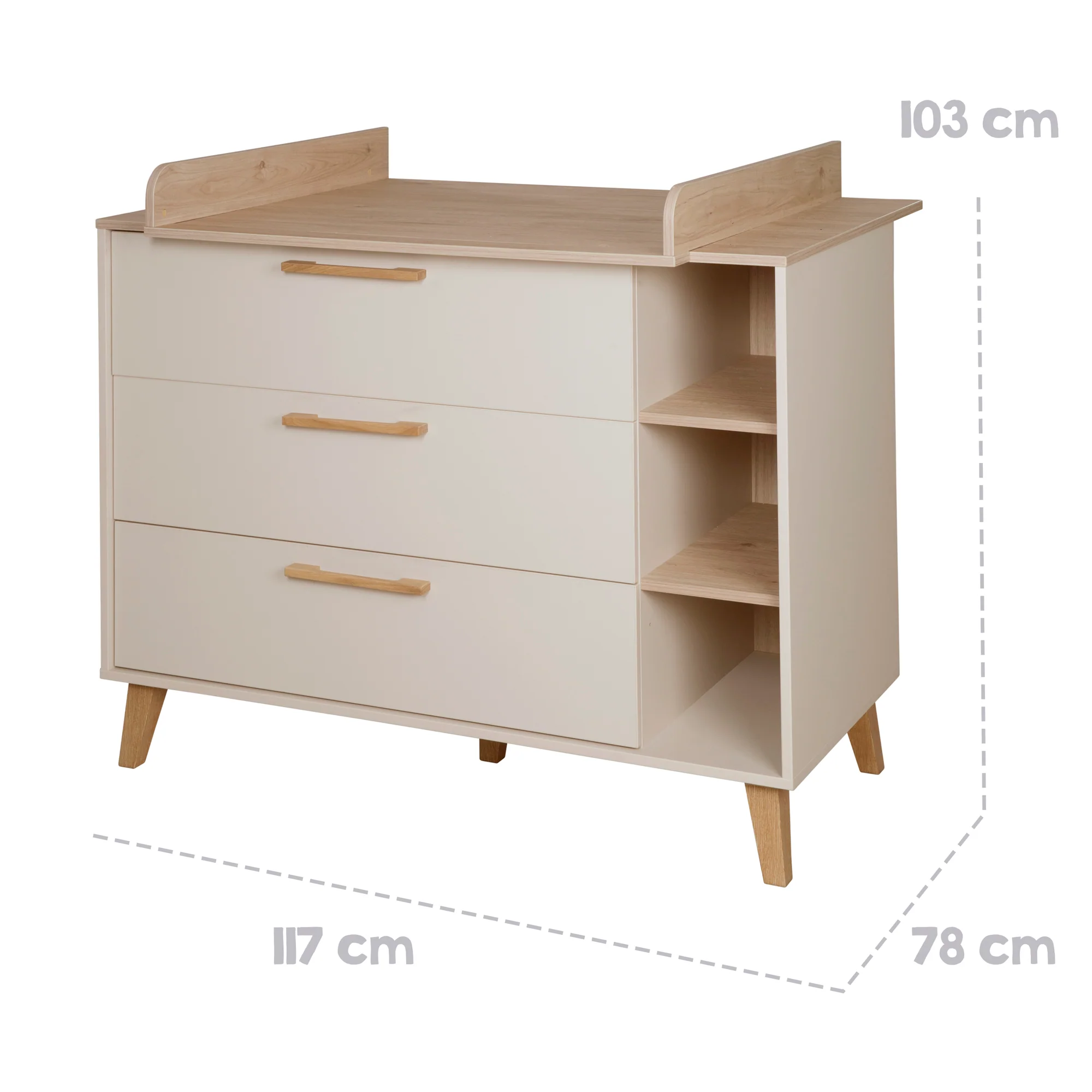 Wickelkommode 'Jil' mit Schubladen - Abnehmbarer Wickelaufsatz - Cashmere / Chestnut - Image 12