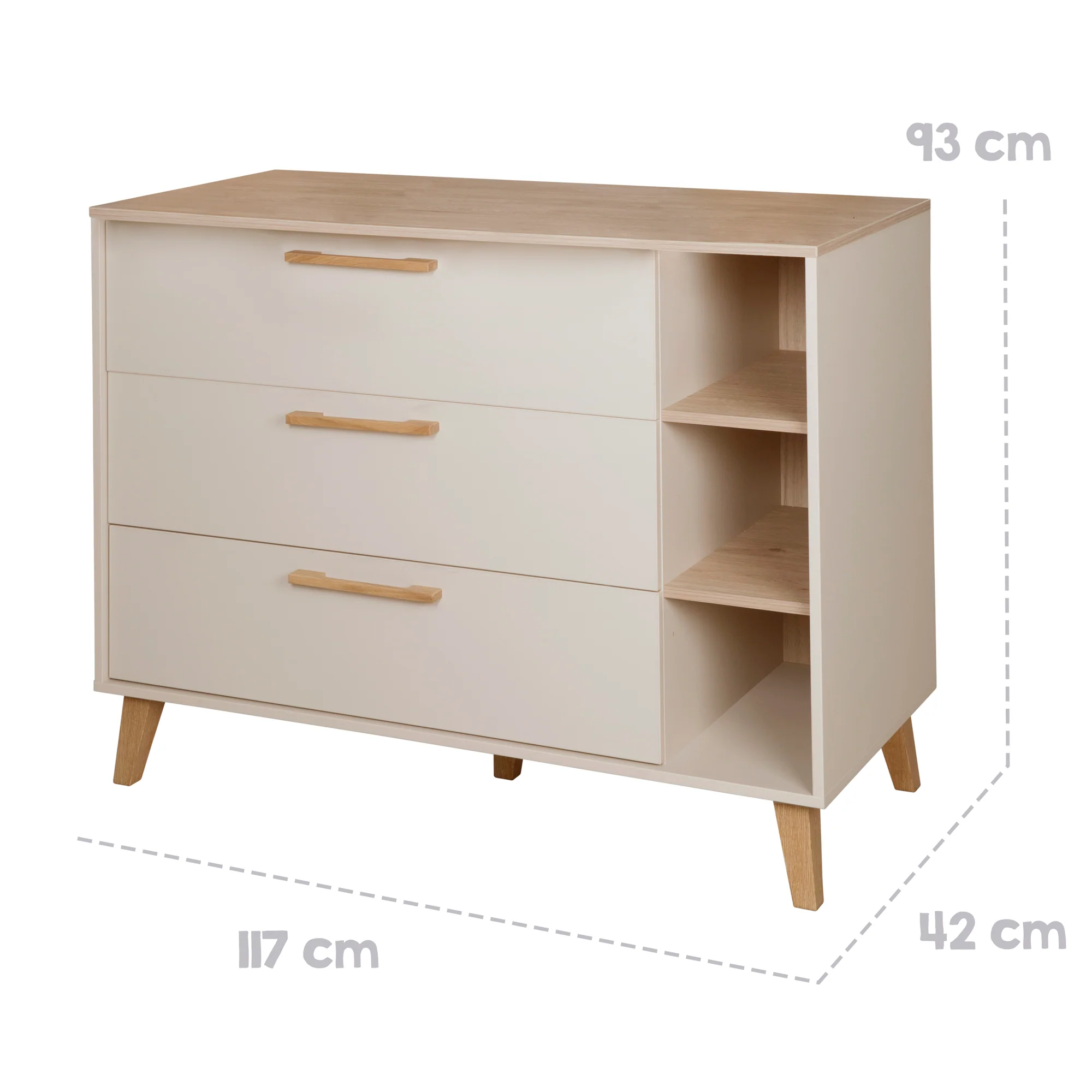 Wickelkommode 'Jil' mit Schubladen - Abnehmbarer Wickelaufsatz - Cashmere / Chestnut - Image 13