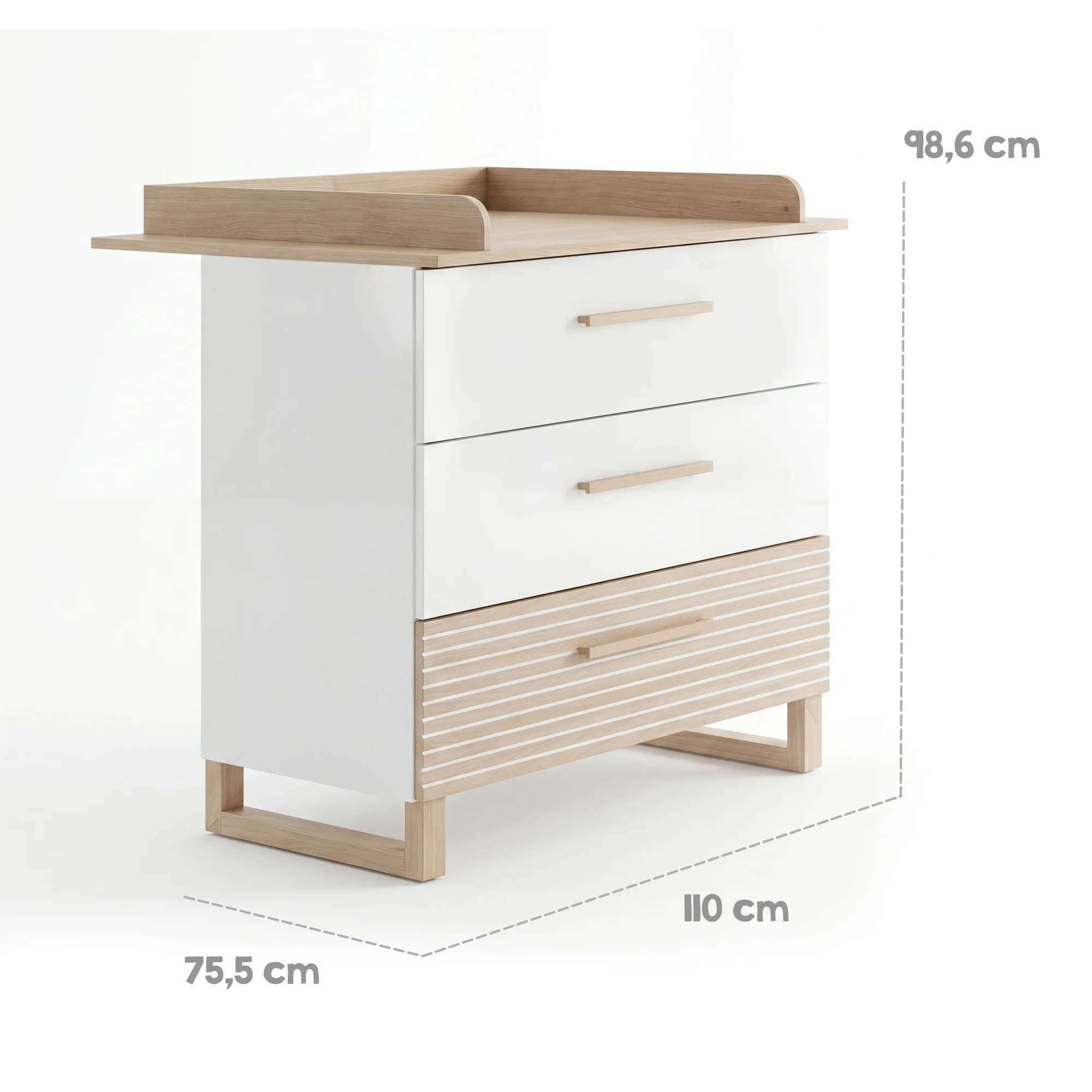 Wickelkommode 'Noah' mit Schubladen - Umbaubar - Weiß / Tristan Eiche - Image 11