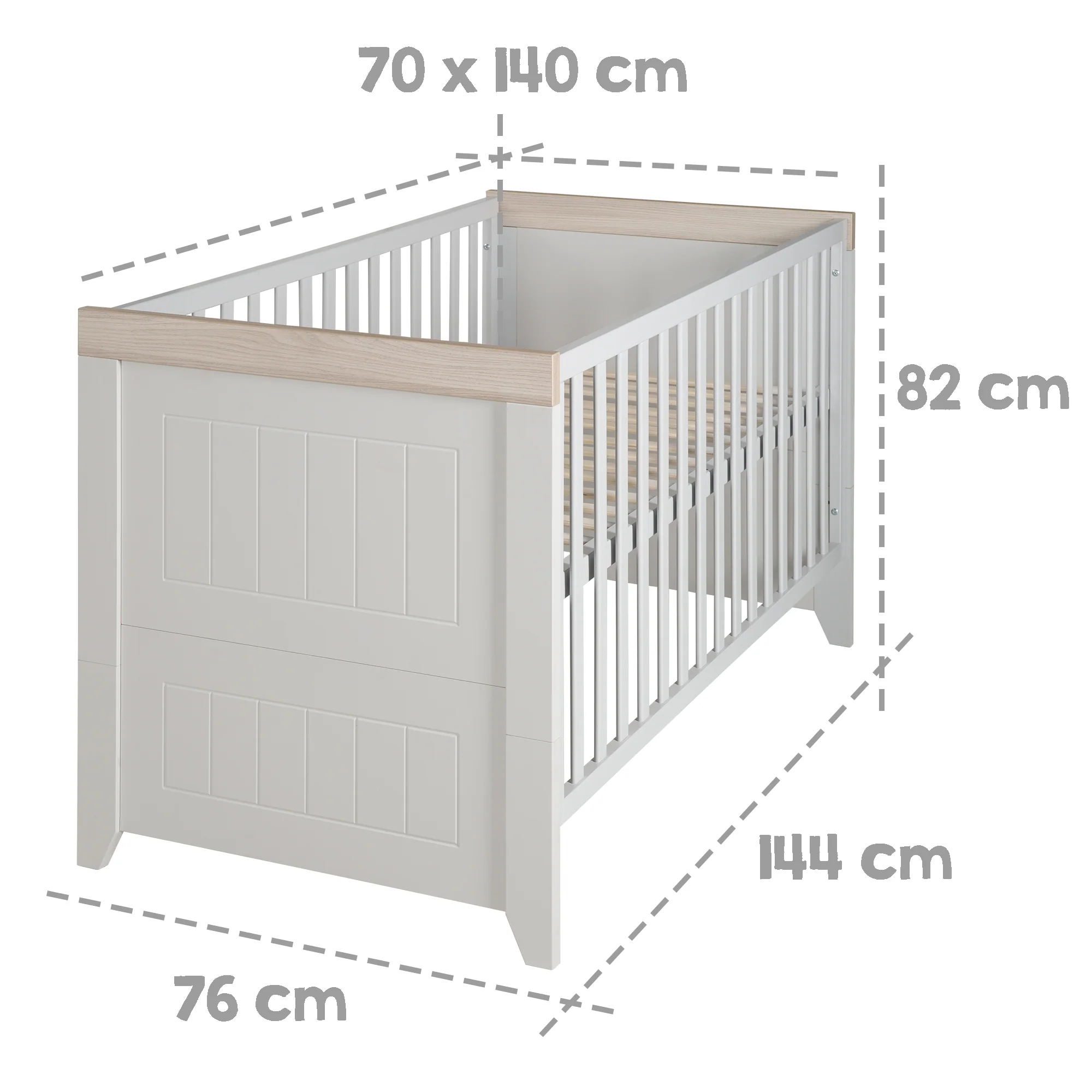 Kombi-Kinderbett 'Helene', 70 x 140 cm, verstell- und umbaubar, 3 Schlupfsprossen - Image 4