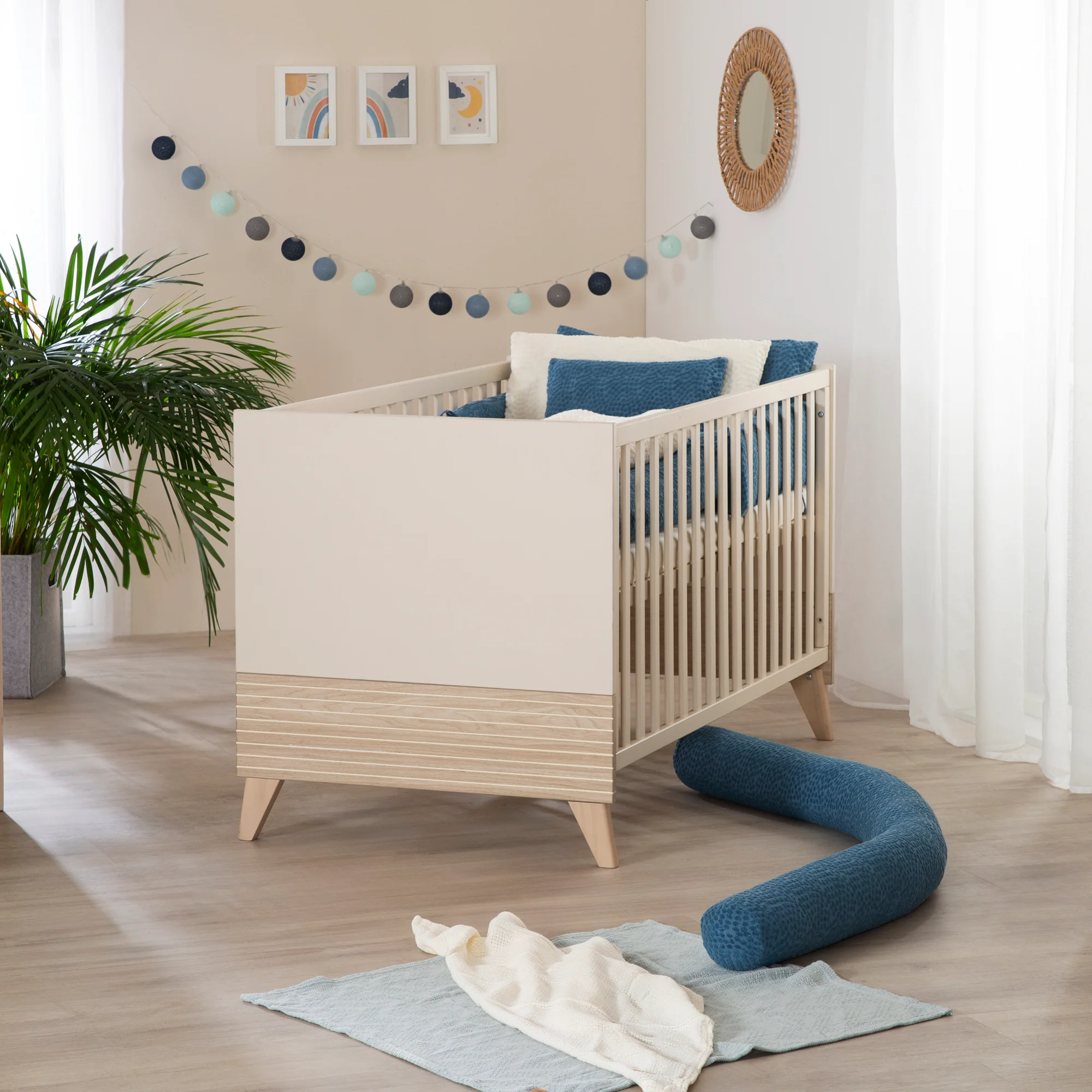 Kombi-Kinderbett 'Sidney' 70 x 140 cm - Höhenverstellbar - Cashmere / Eichen Dekor - Image 3