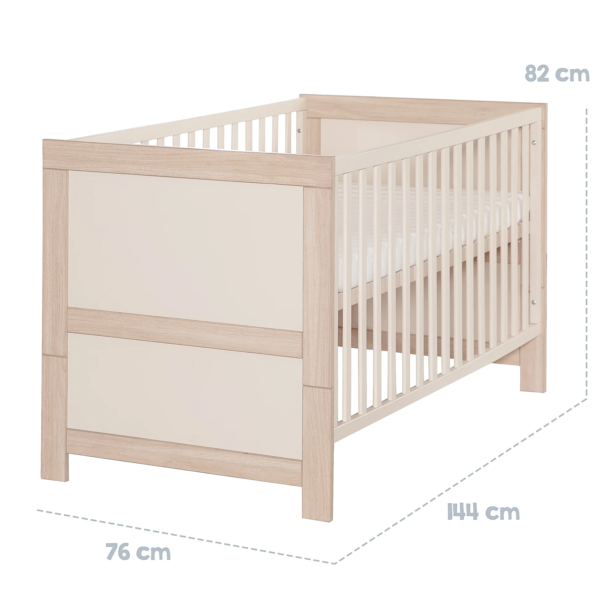 Kombi-Kinderbett 'Momo' 70x140 - Mitwachsend - Cashmere / Tristan Eiche - Image 5