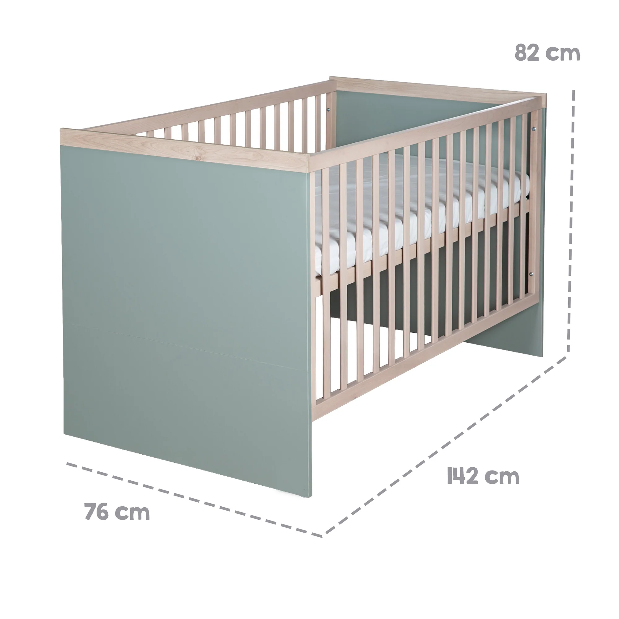 Kombi-Kinderbett 'Selva' 70x140 - Umbaubar zum Juniorbett - Reed Green / Virginia Chestnut - Image 6
