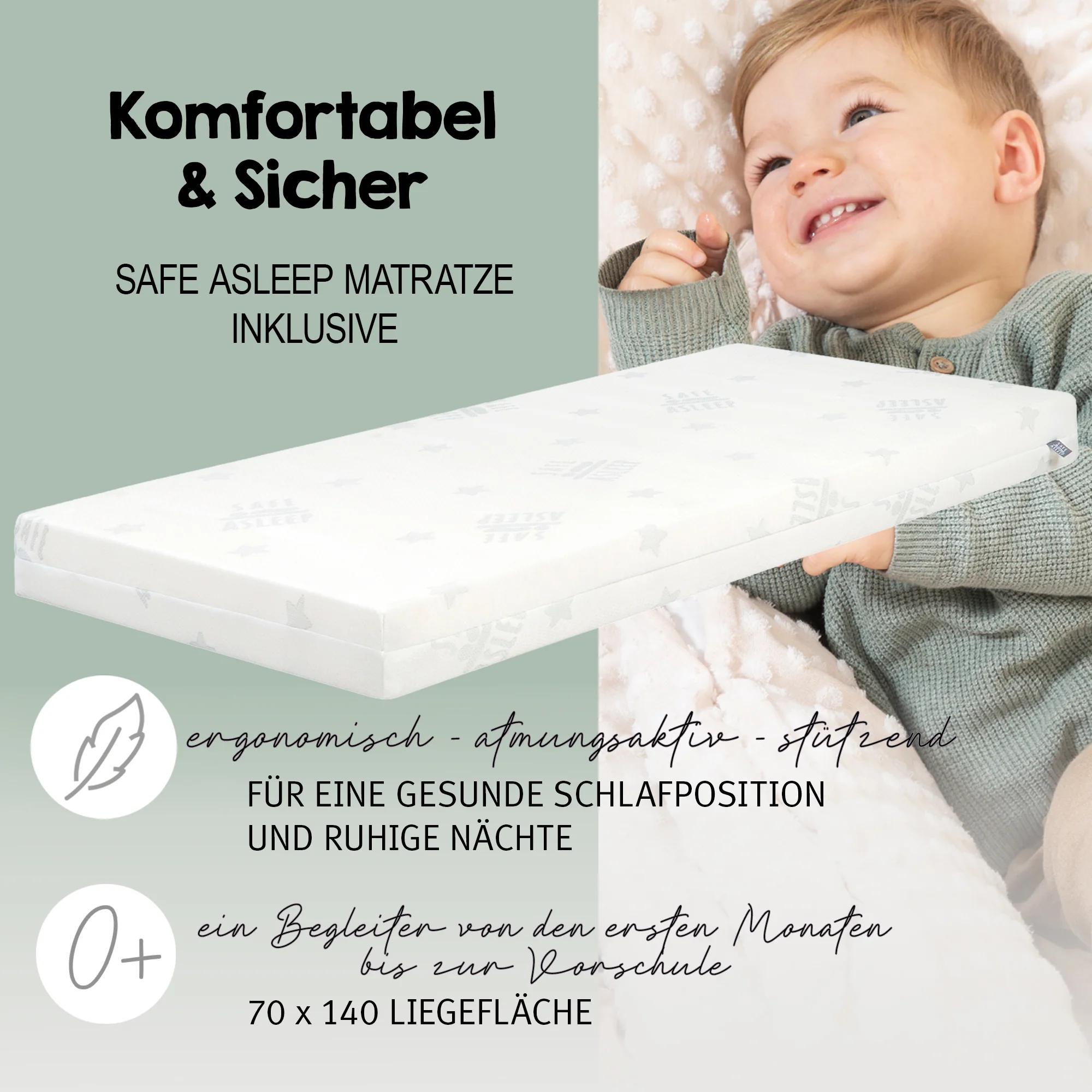 Komplettbettset 'Little Stars', 70 x 140 cm, umbaubar, inkl. Bettwäsche, Himmel, Nest & Matratze - Image 19