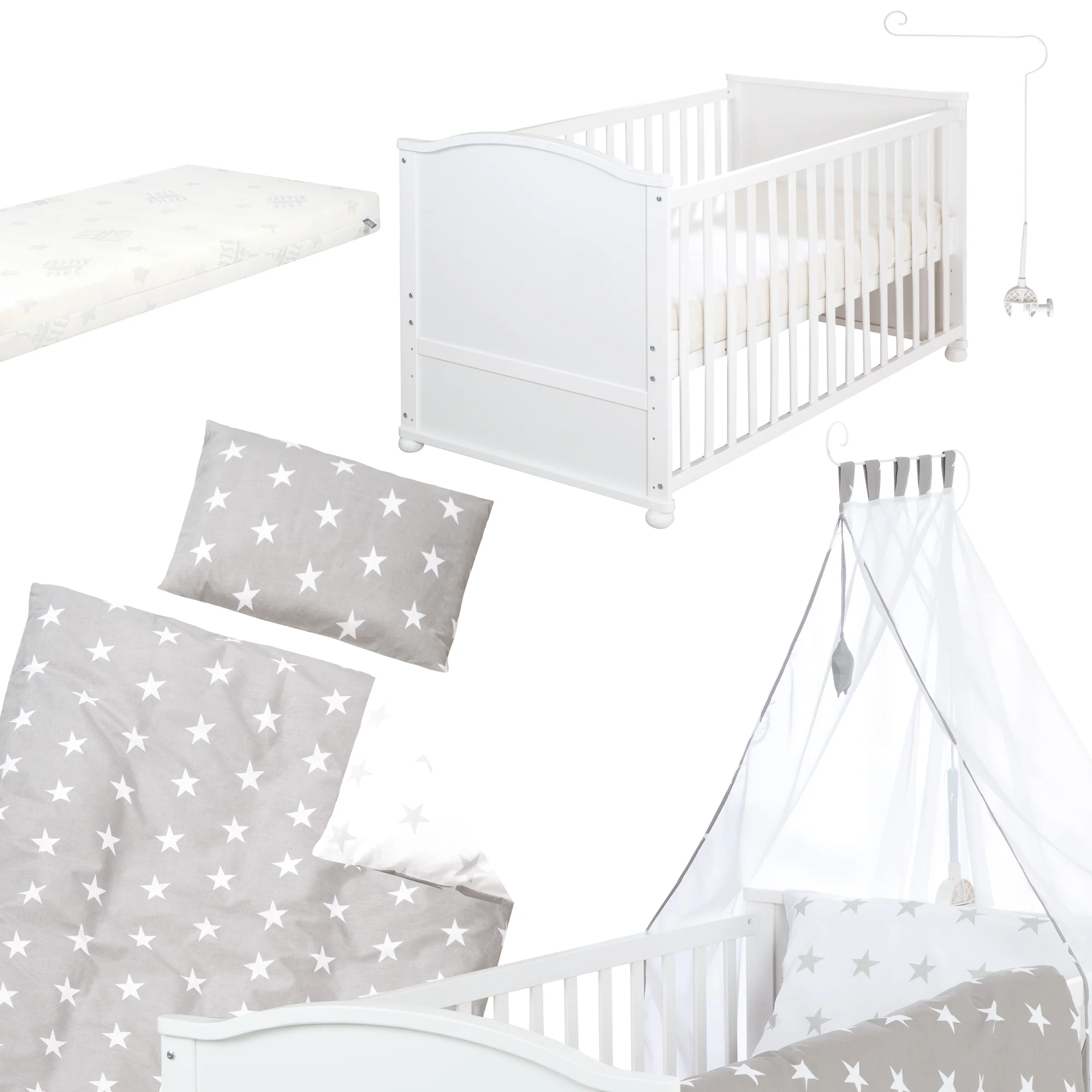 Komplettbettset 'Little Stars', 70 x 140 cm, umbaubar, inkl. Bettwäsche, Himmel, Nest & Matratze - Image 4
