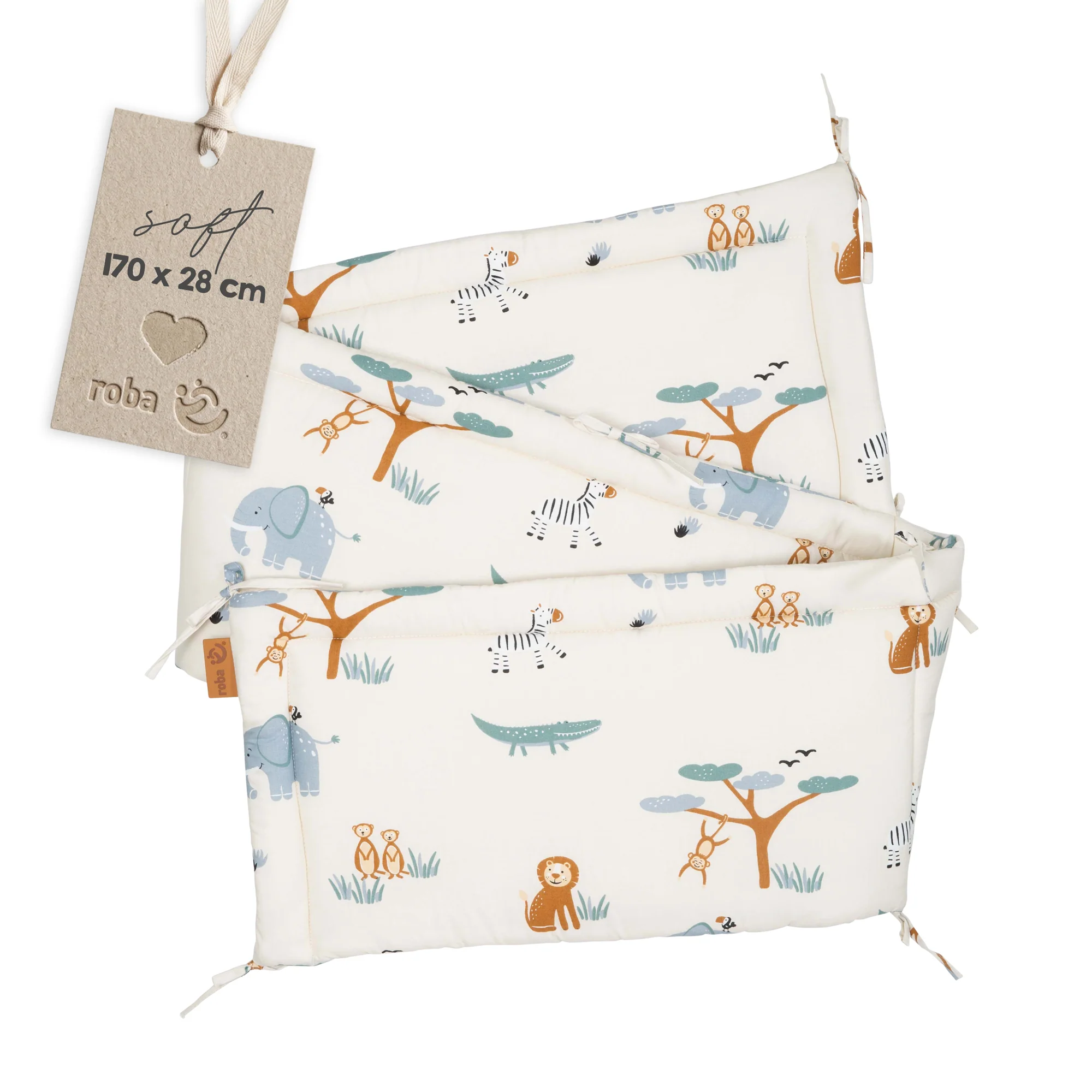 Nestchen 'Savanna Friends' - Für Babybetten 60 x 120 bis 70 x 140 cm - Beige / Mehrfarbig