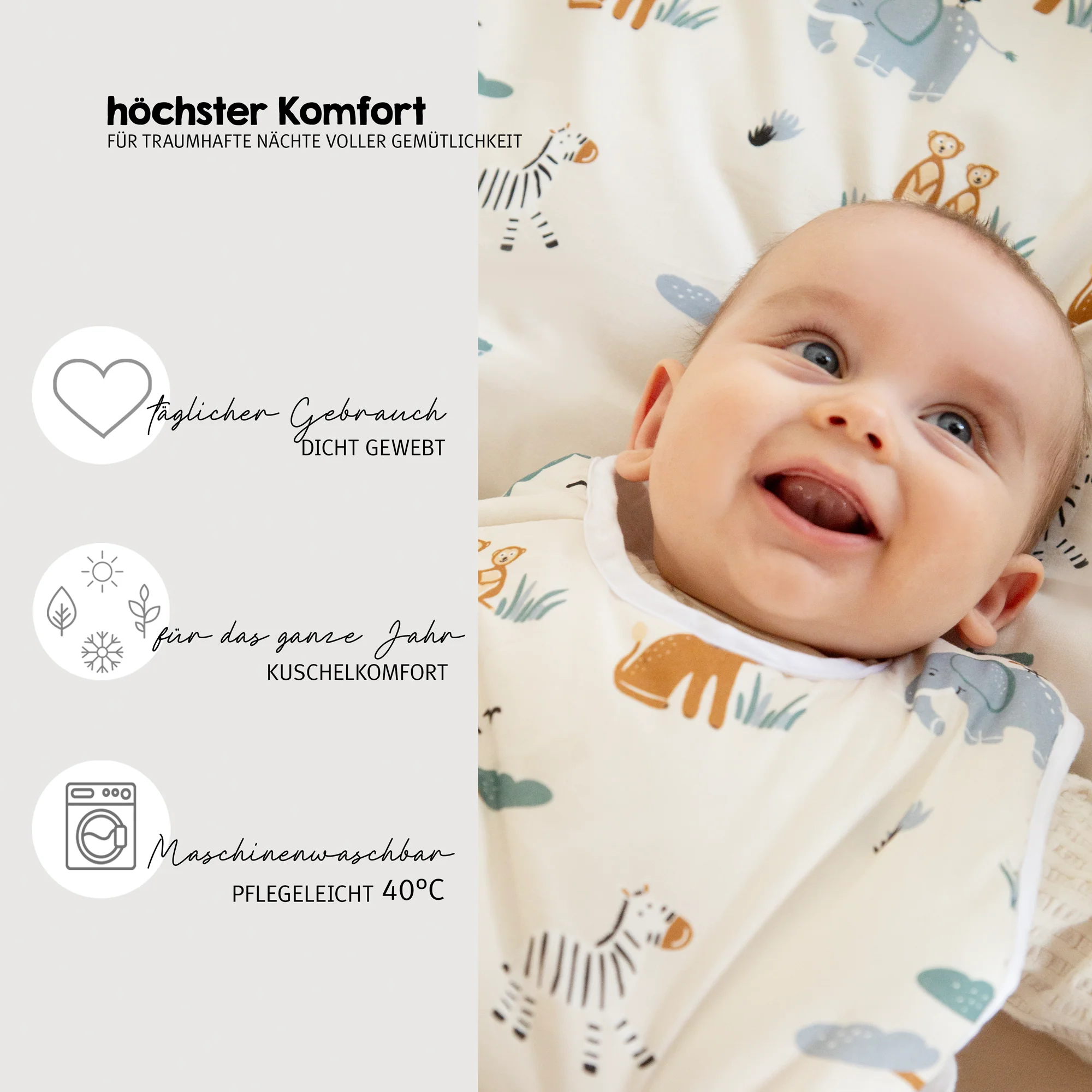 Nestchen 'Savanna Friends' - Für Babybetten 60 x 120 bis 70 x 140 cm - Beige / Mehrfarbig - Image 4