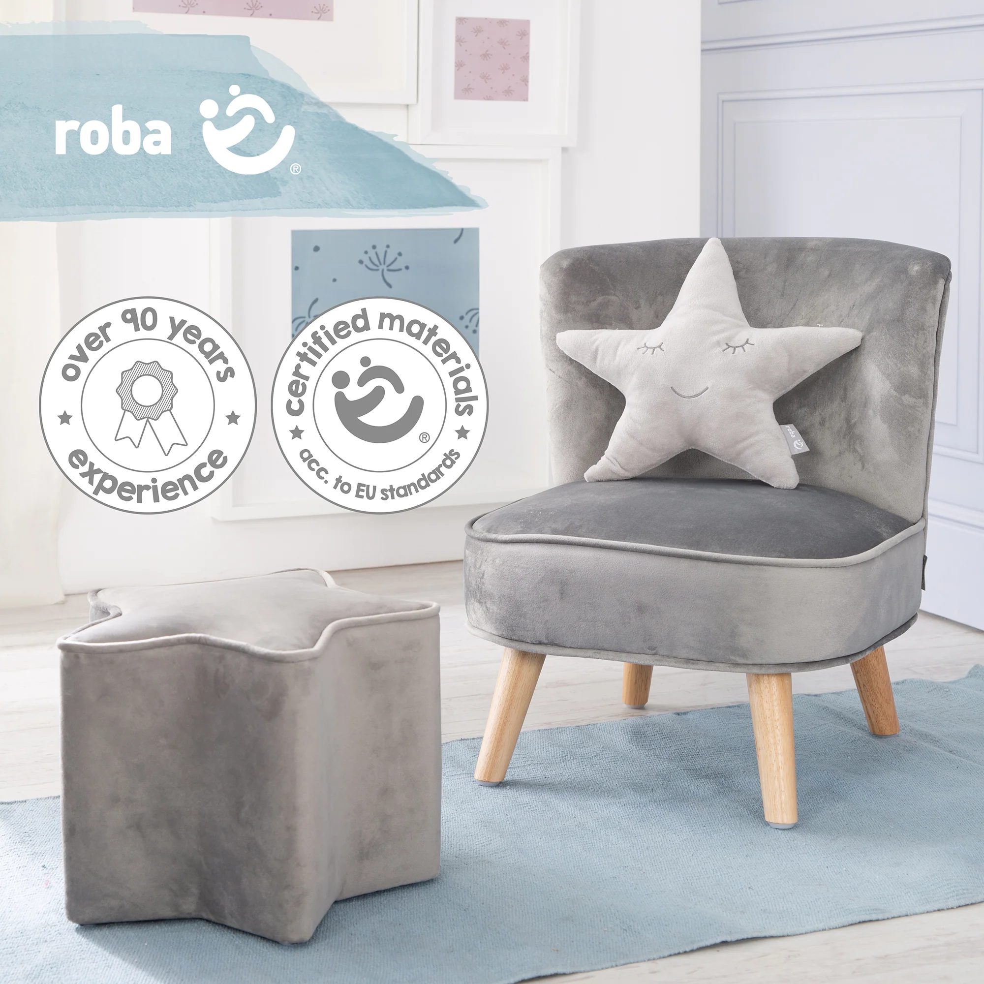 Kuschelkissen Stern 'roba Style', Silbergrau, flauschiges Dekokissen für Baby- & Kinderzimmer - Image 8