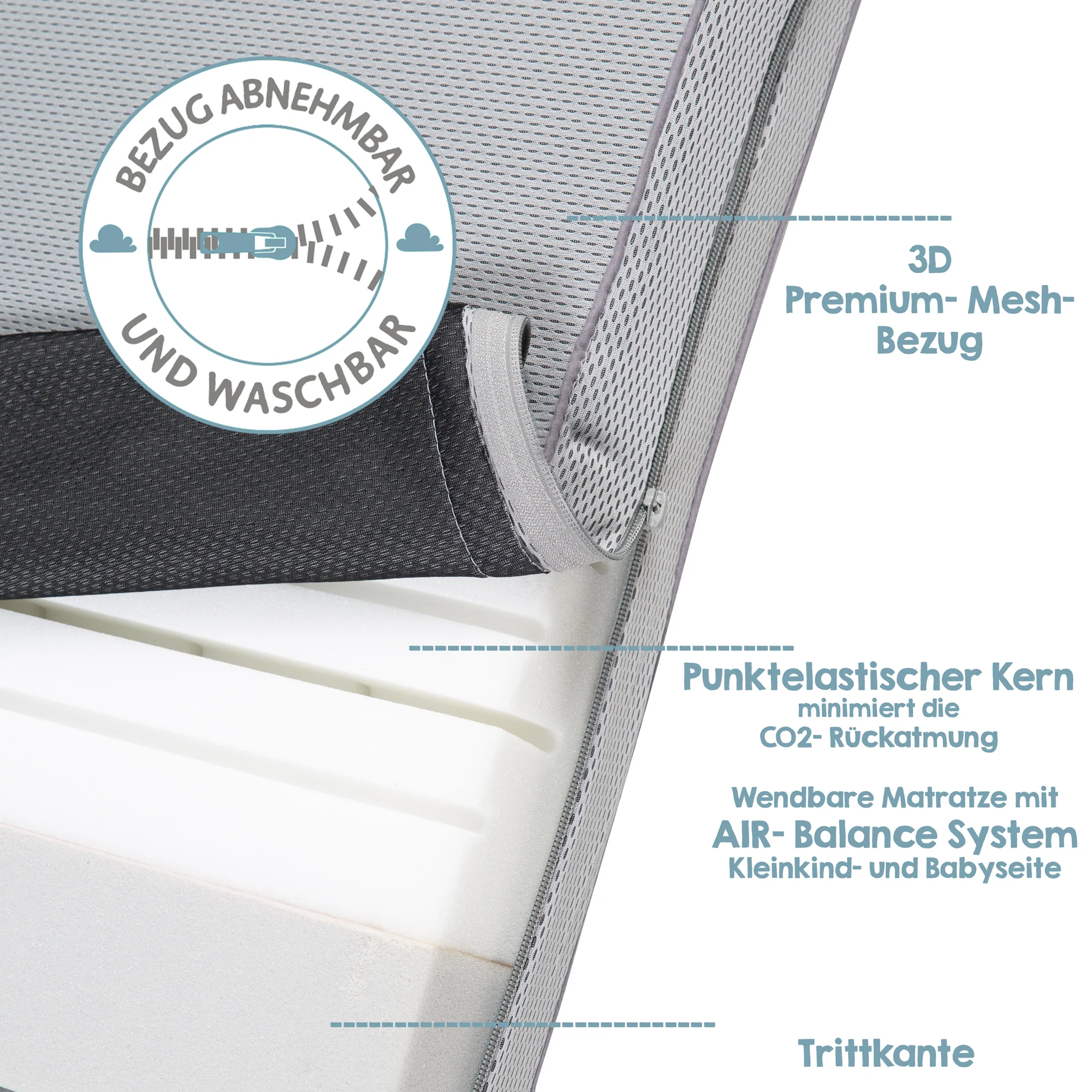 Babybettmatratze 'safe asleep®', AIR BALANCE PREMIUMMESH, 70 x 140 x 9 cm, optimales Schlafklima - Image 5