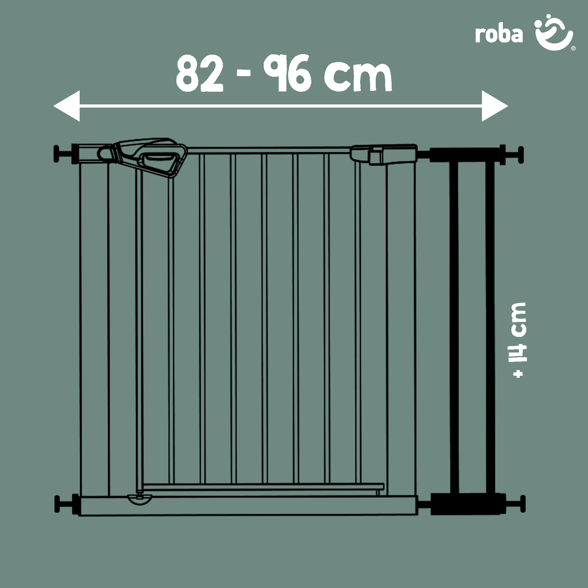 Anbauteil 14 cm - Erweiterung für Tür- & Treppenschutzgitter easySafe + aus Metall - Schwarz - Image 4