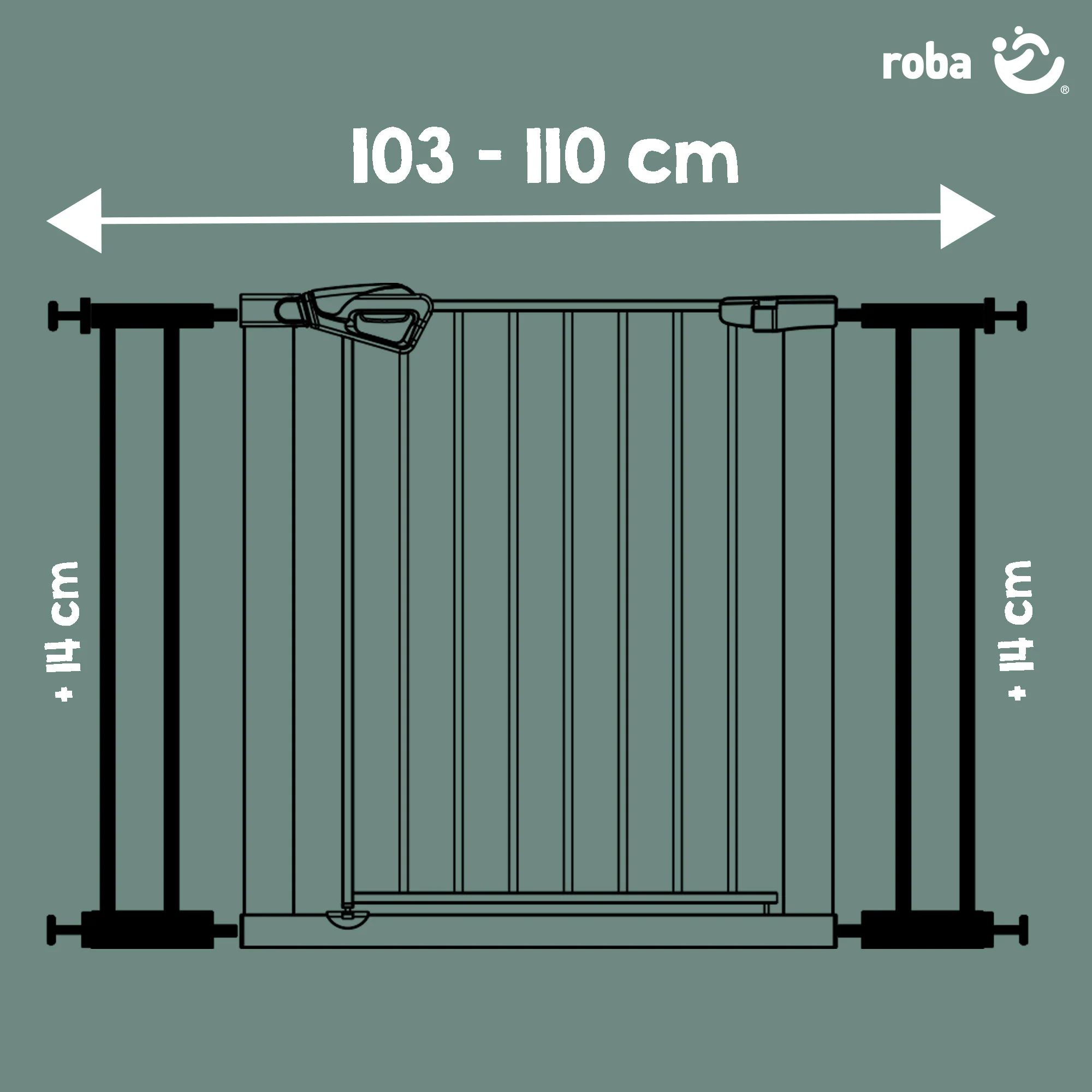 Anbauteil 14 cm - Erweiterung für Tür- & Treppenschutzgitter easySafe + aus Metall - Schwarz - Image 5
