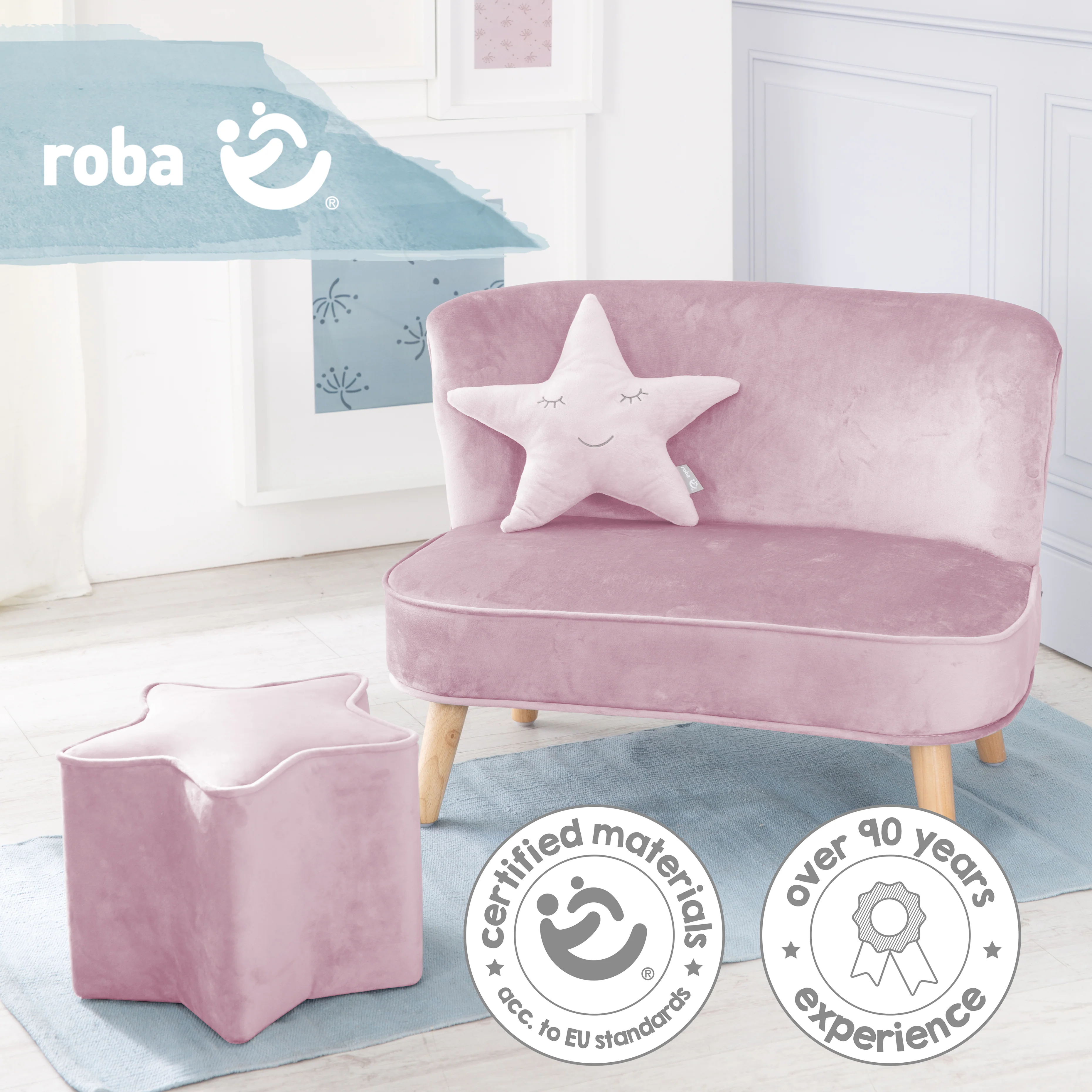 Bundle 'Lil Sofa' enthält Kindersofa, Kinderhocker in Sternenform, Dekokissen Stern rosa/mauve - Image 8
