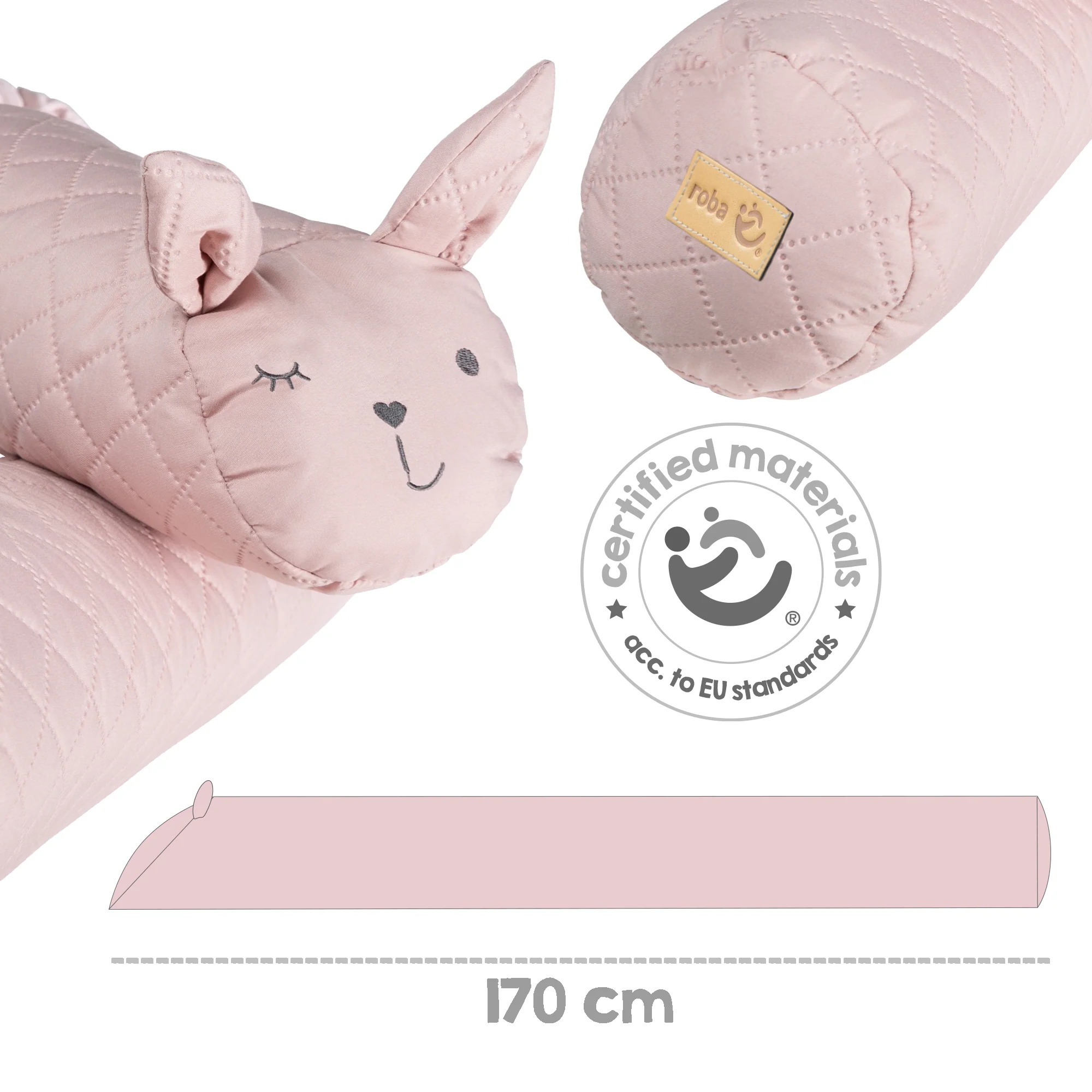 Bettschlange 'roba Style', Baby-Bettumrandung mit Hasengesicht 'Lily', rosa, 170 cm - Image 3
