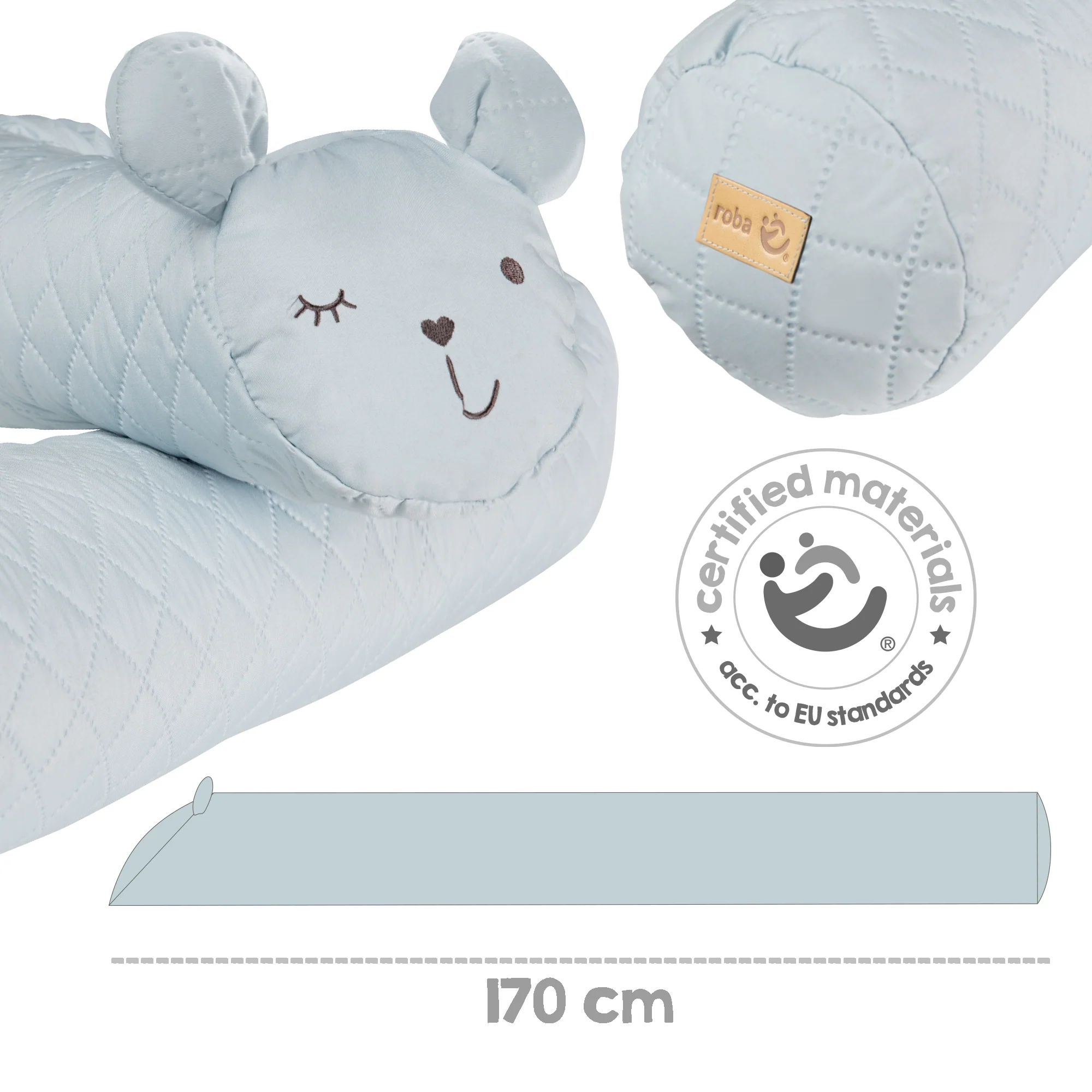Bettschlange 'roba Style', Baby-Bettumrandung mit Bärengesicht 'Benny', hellblau, 170 cm - Image 3