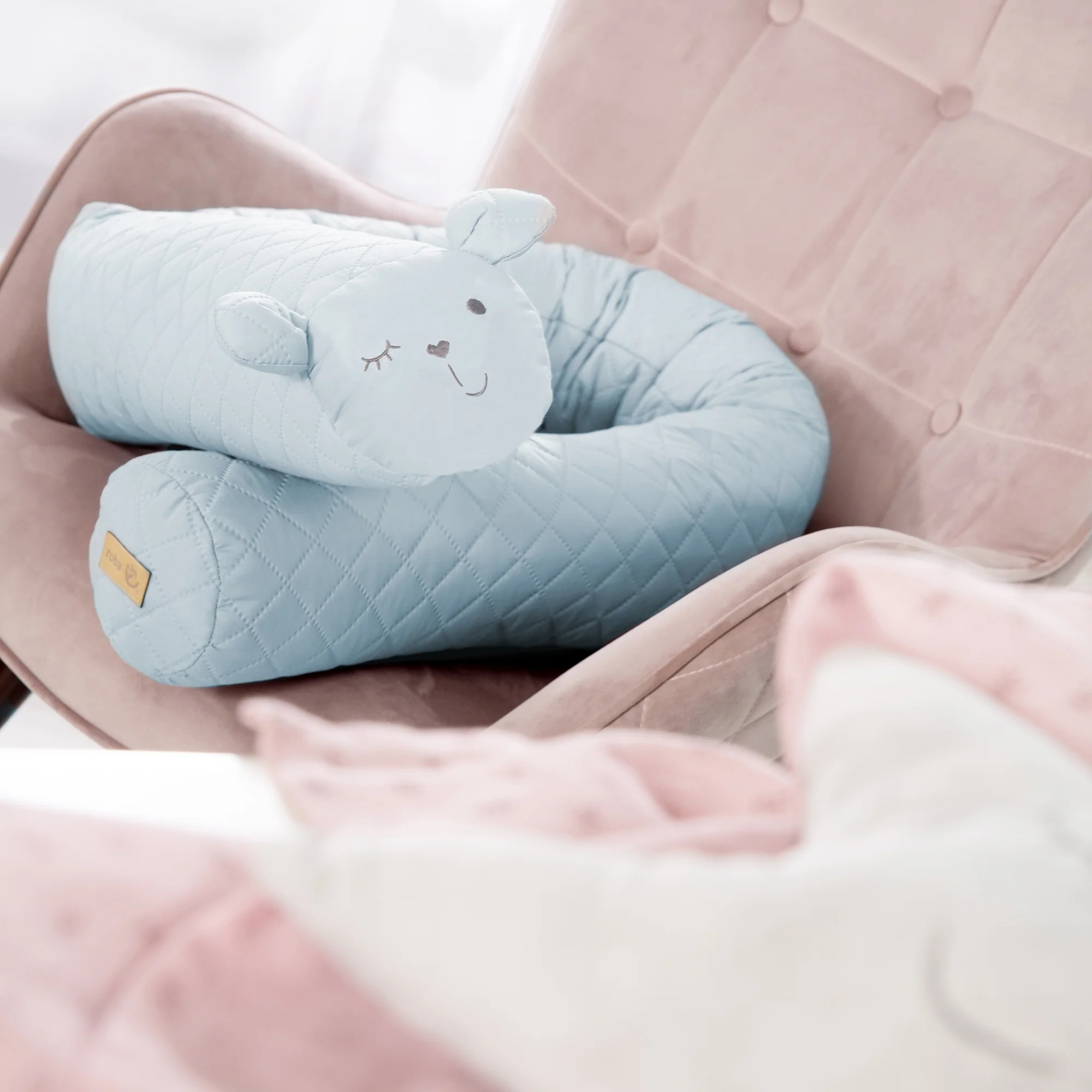 Bettschlange 'roba Style', Baby-Bettumrandung mit Bärengesicht 'Benny', hellblau, 170 cm - Image 5