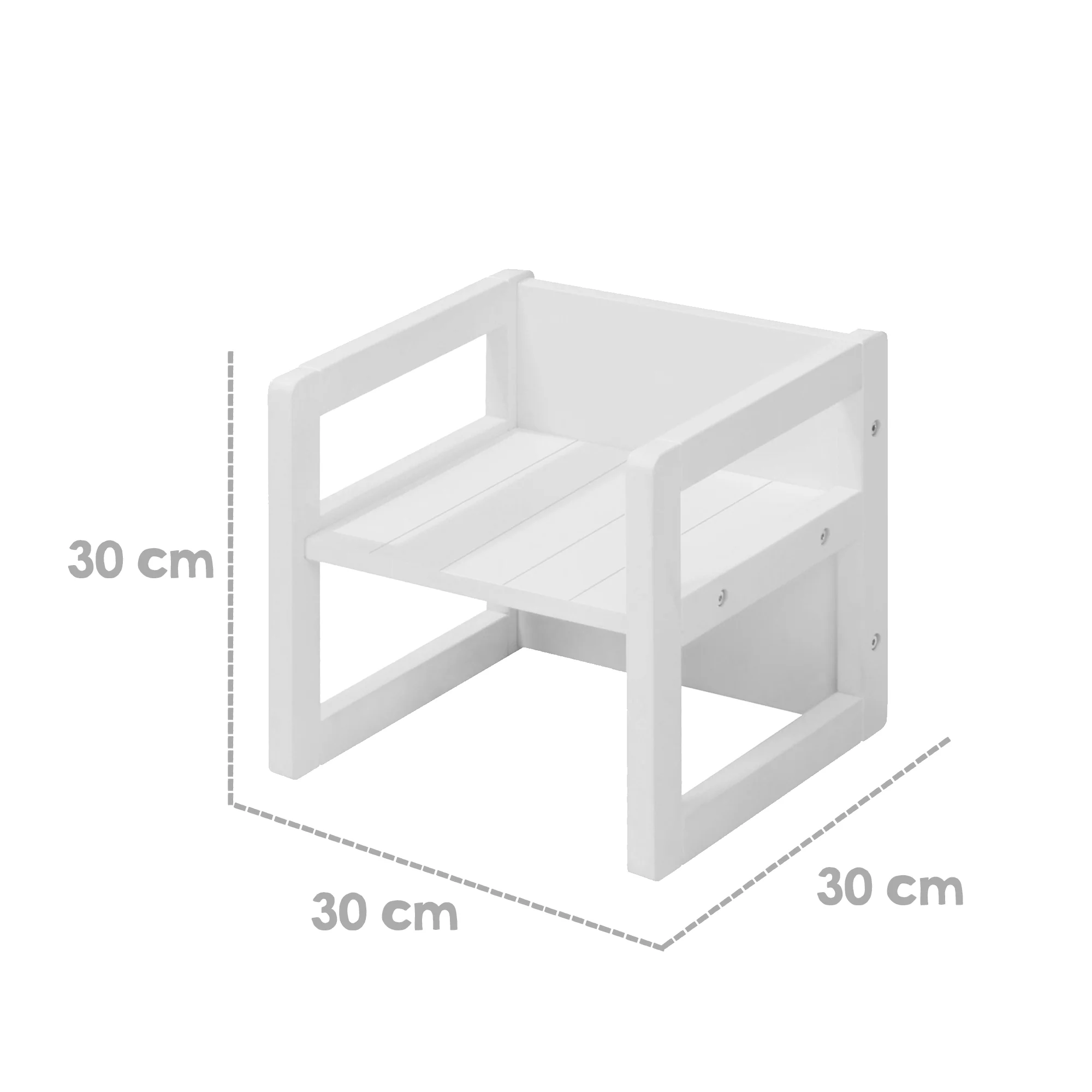 Sitzhocker für Kinder im Landhausstil - Wendehocker mit 3 Sitzhöhen - Holz weiß - Image 10
