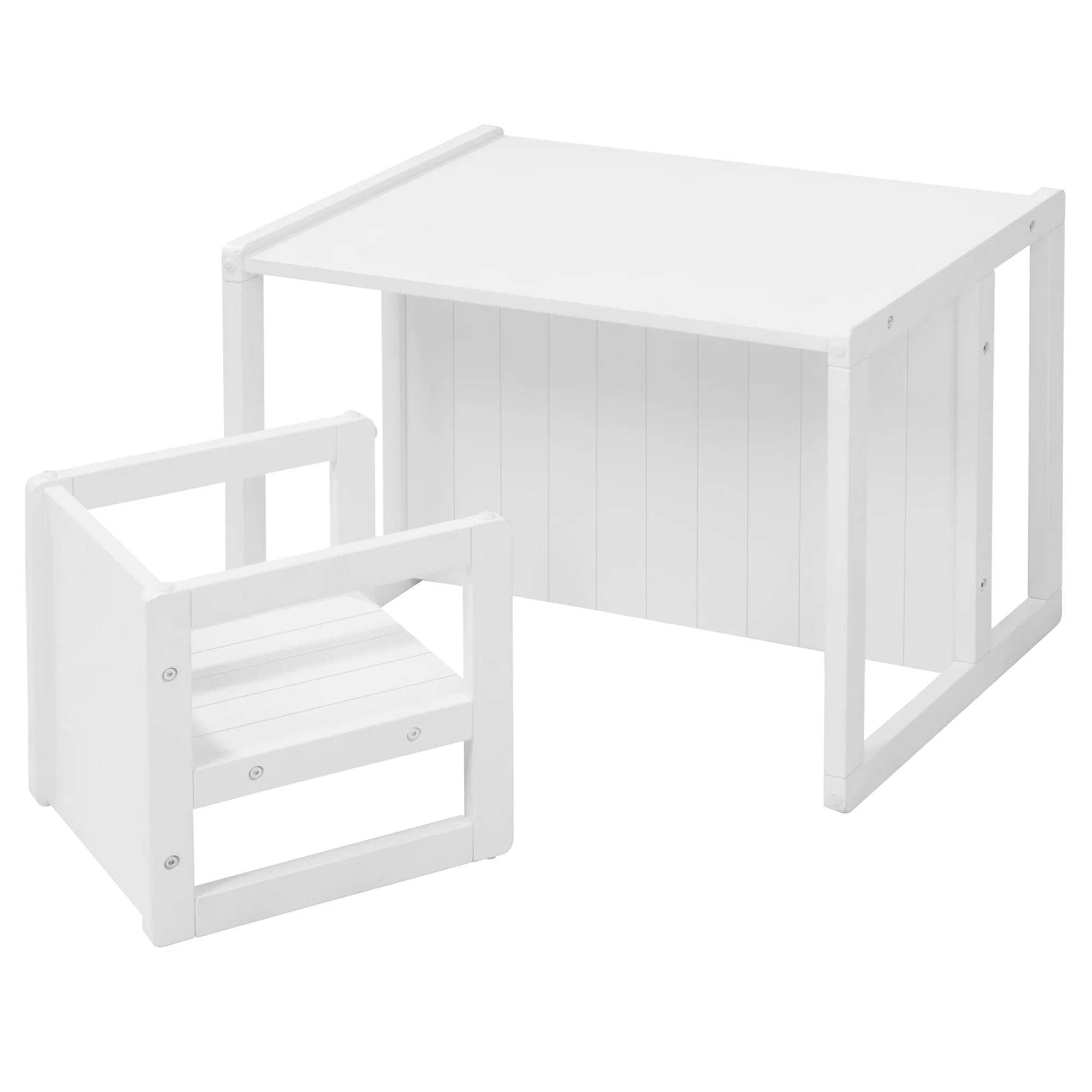 Sitzhocker für Kinder im Landhausstil - Wendehocker mit 3 Sitzhöhen - Holz weiß - Image 4
