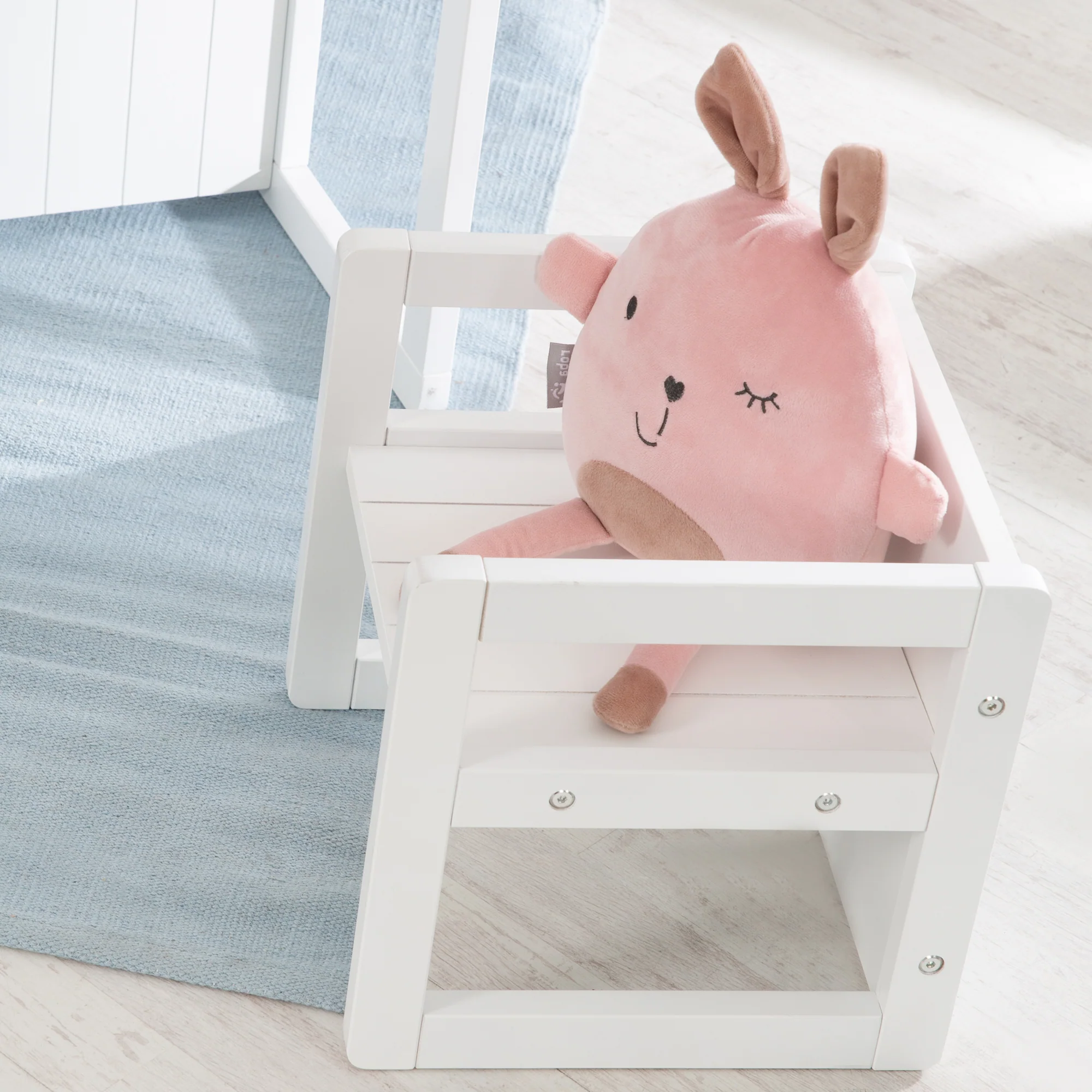 Sitzhocker für Kinder im Landhausstil - Wendehocker mit 3 Sitzhöhen - Holz weiß - Image 5