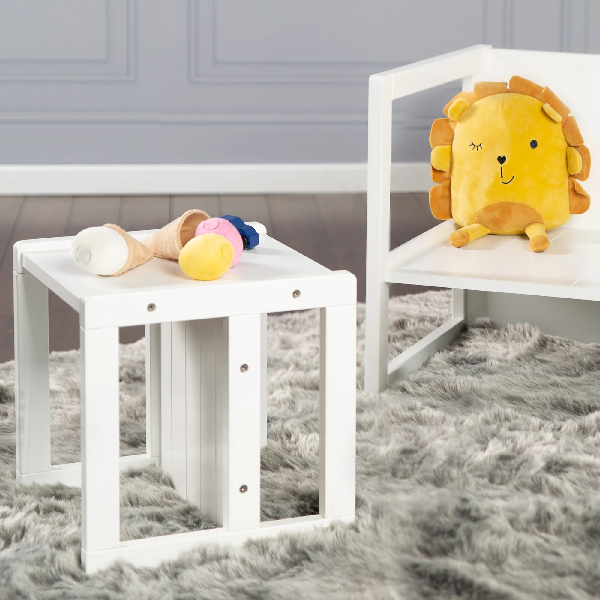 Sitzhocker für Kinder im Landhausstil - Wendehocker mit 3 Sitzhöhen - Holz weiß - Image 8