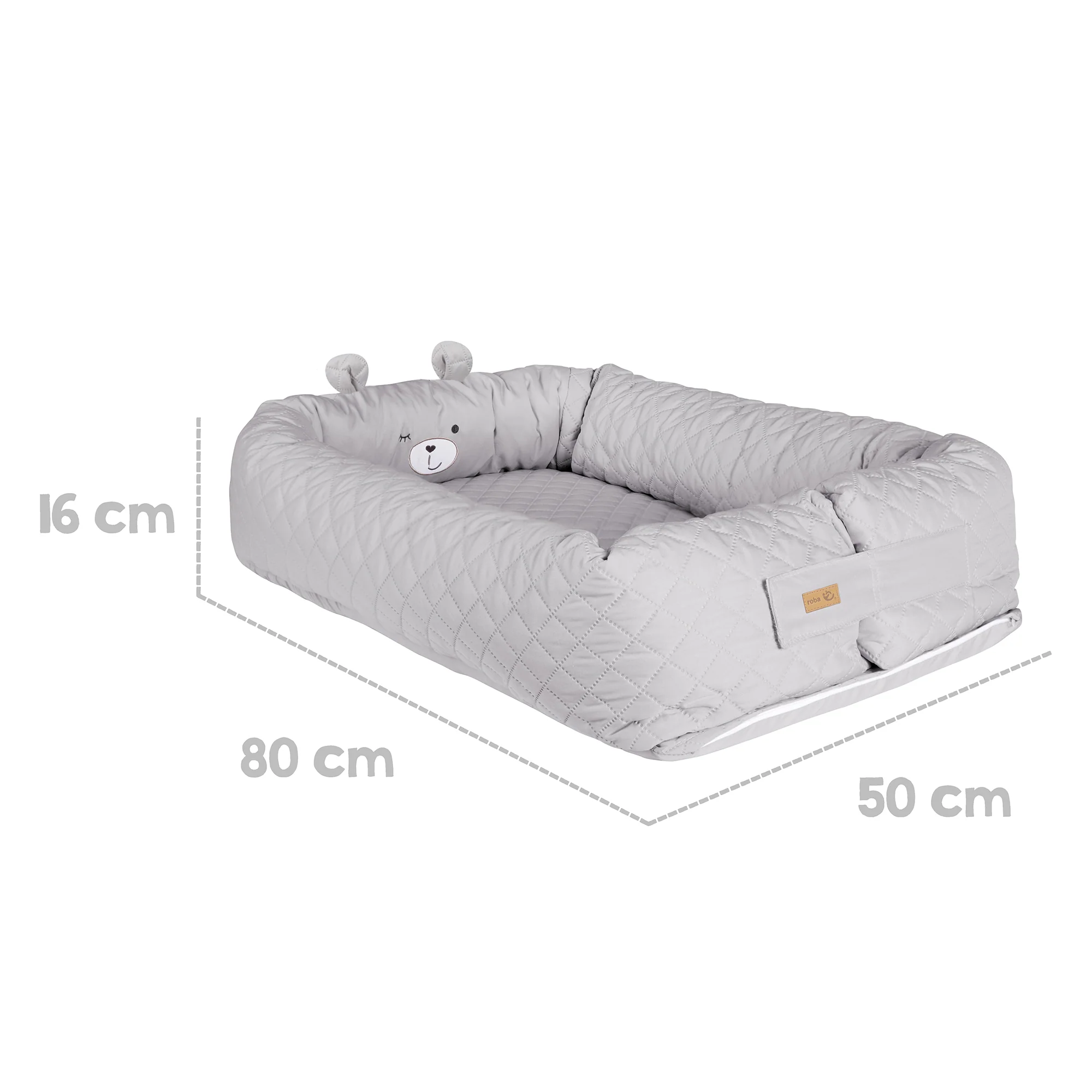 Babylounge 'roba Style' - Kuschelnest mit Bären-Gesicht 'Sammy' - Reisebett & Wickelauflage - Grau - Image 4