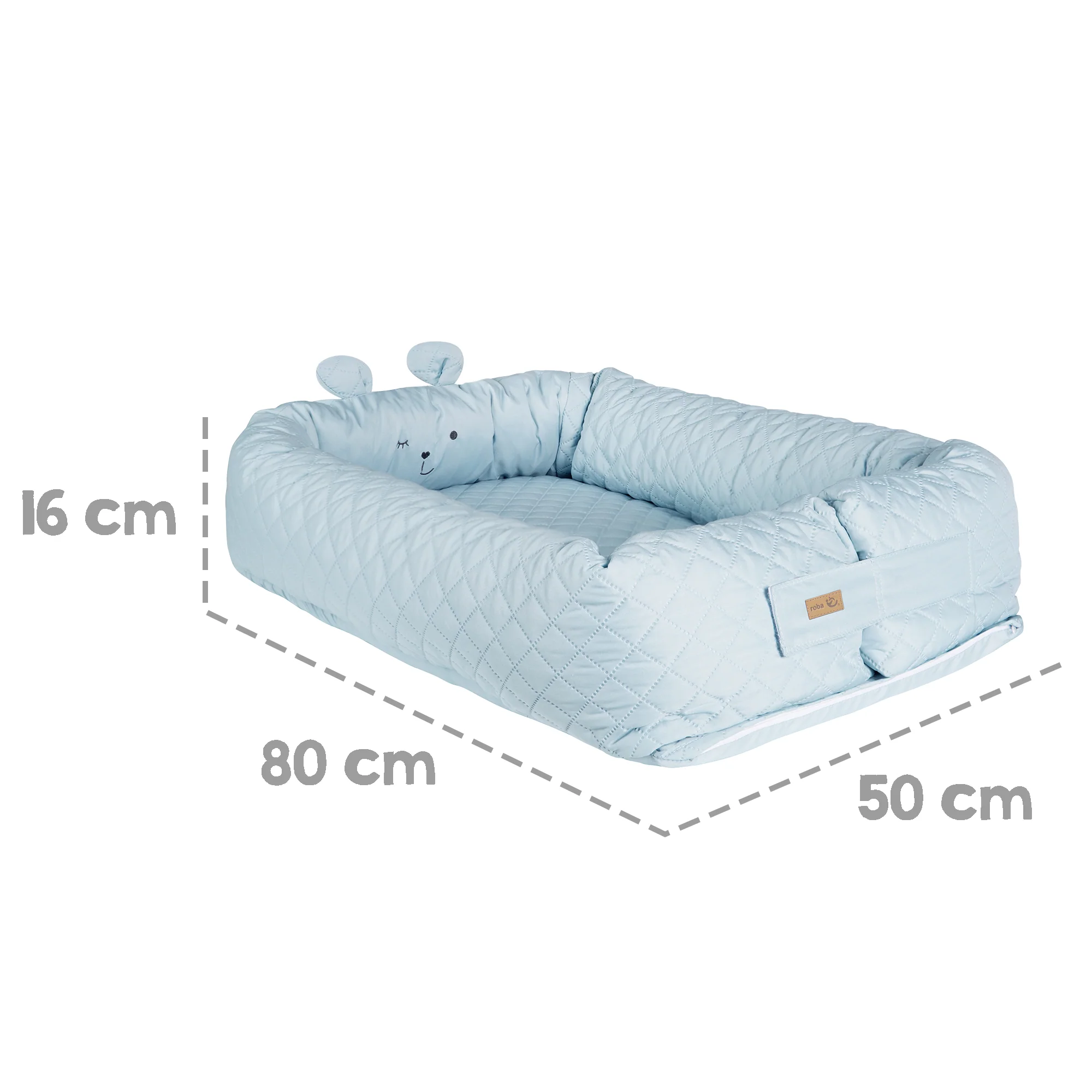Babylounge 'roba Style' - Kuschelnest mit Bären-Gesicht 'Benny' - Reisebett & Wickelauflage - Hellblau - Image 4