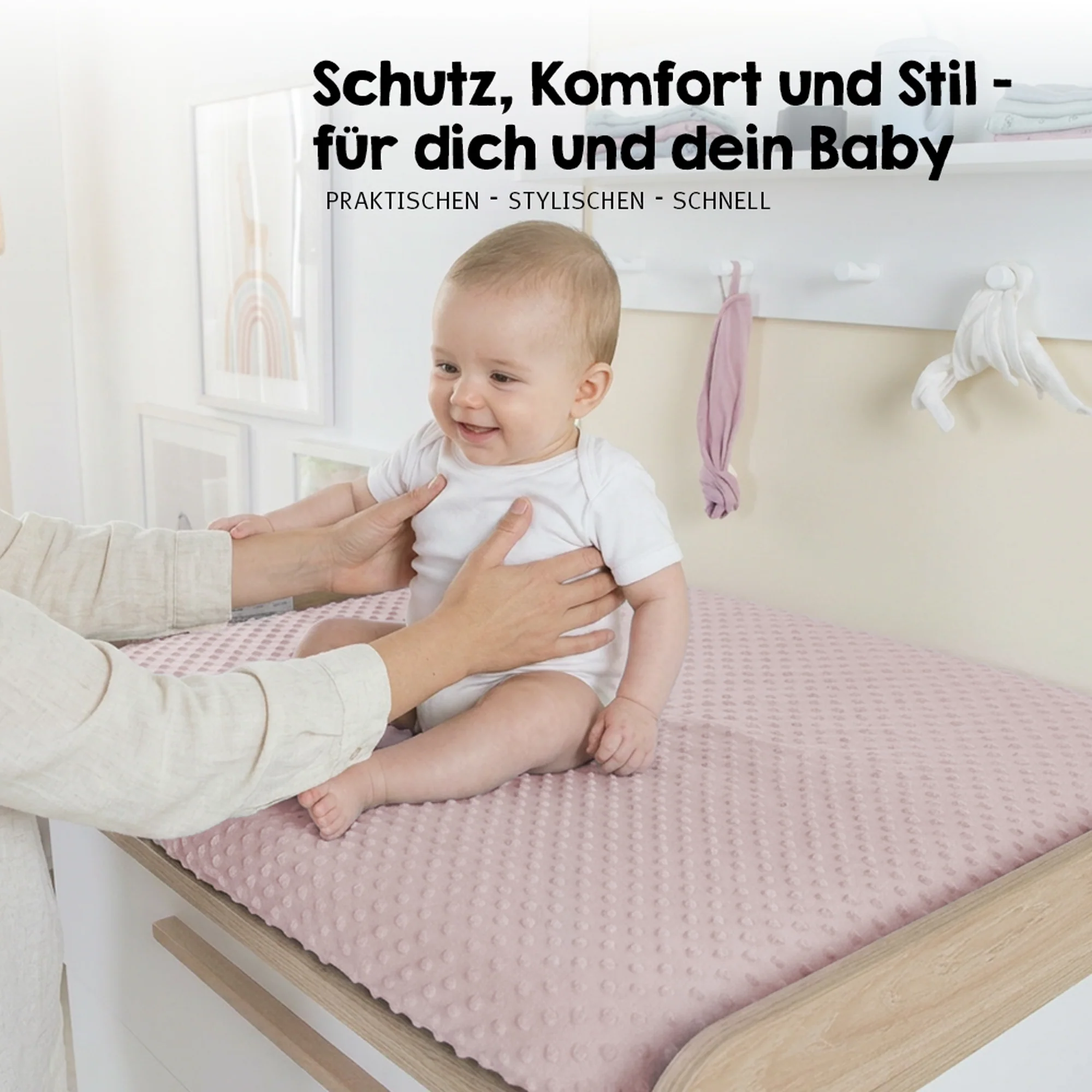 Organic Spannbezug für Wickelauflagen 'Lil Planet' aus Bio-Jersey - GOTS - 85 x 75 cm - Rosa / Mauve - Image 13