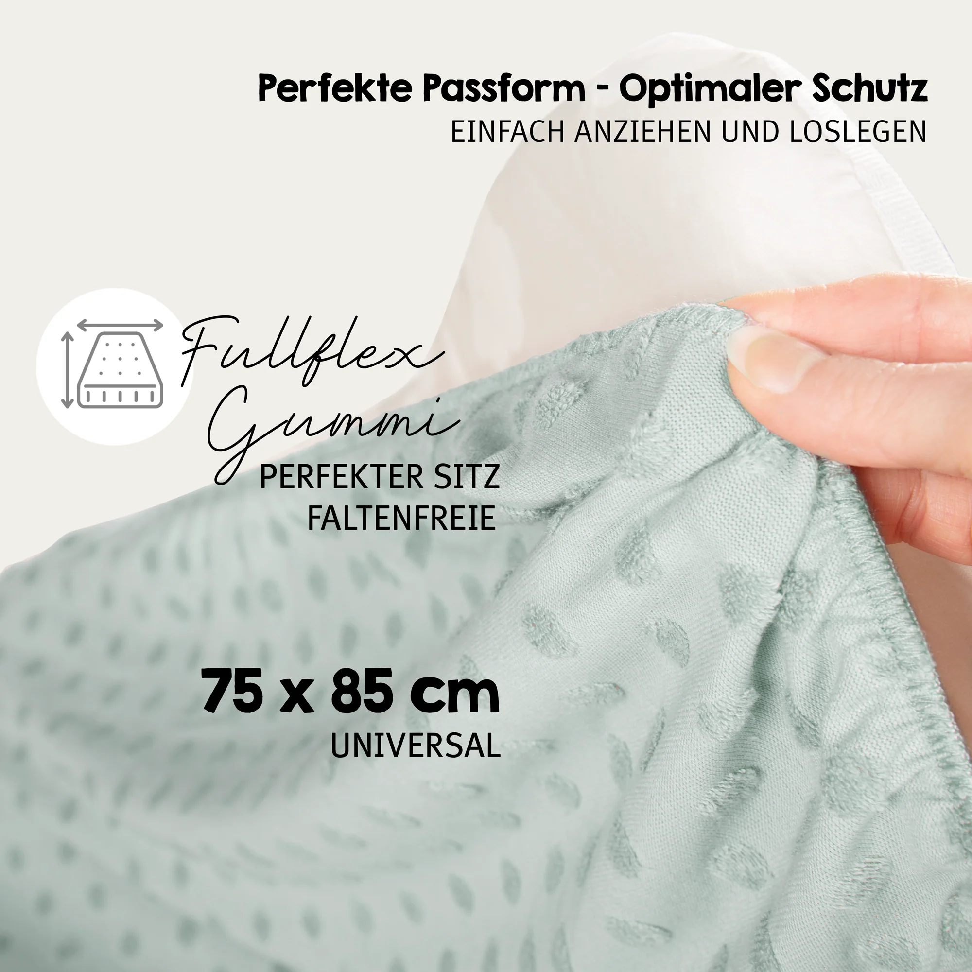 Organic Spannbezug für Wickelauflagen 'Lil Planet' aus Bio-Jersey - GOTS - 85 x 75 cm - Frosty Green - Image 12