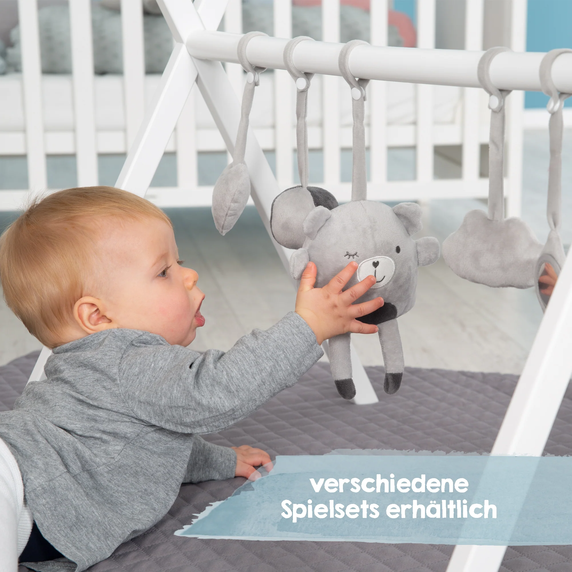 Baby-Spieltrapez nach Montessori-Prinzip  - Spiel- & Greiftrainer aus Holz - Weiß - Image 6