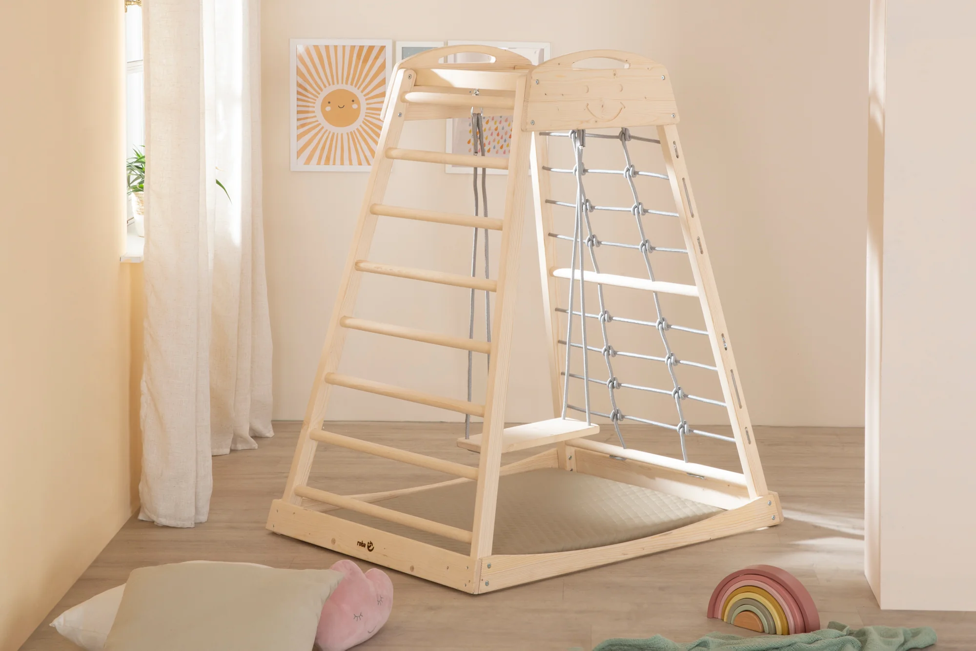 Set Indoor Spielturm inkl. komplettem Zubehör - Holz natur / Grau - Image 13