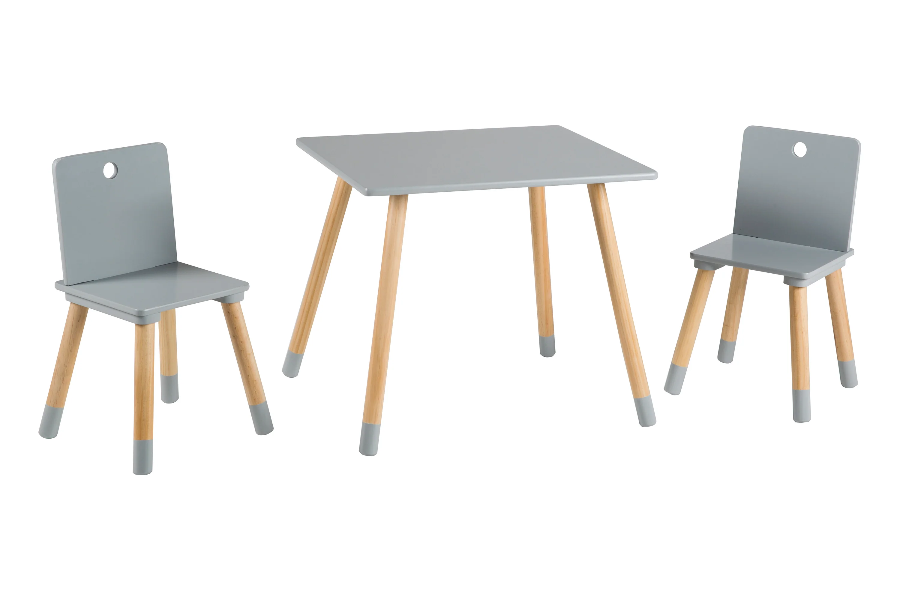 Kindersitzgruppe, Kindermöbel Set, 2 Kinderstühle & 1 Tisch, Sitzgarnitur Holz, grau lackiert - Image 8