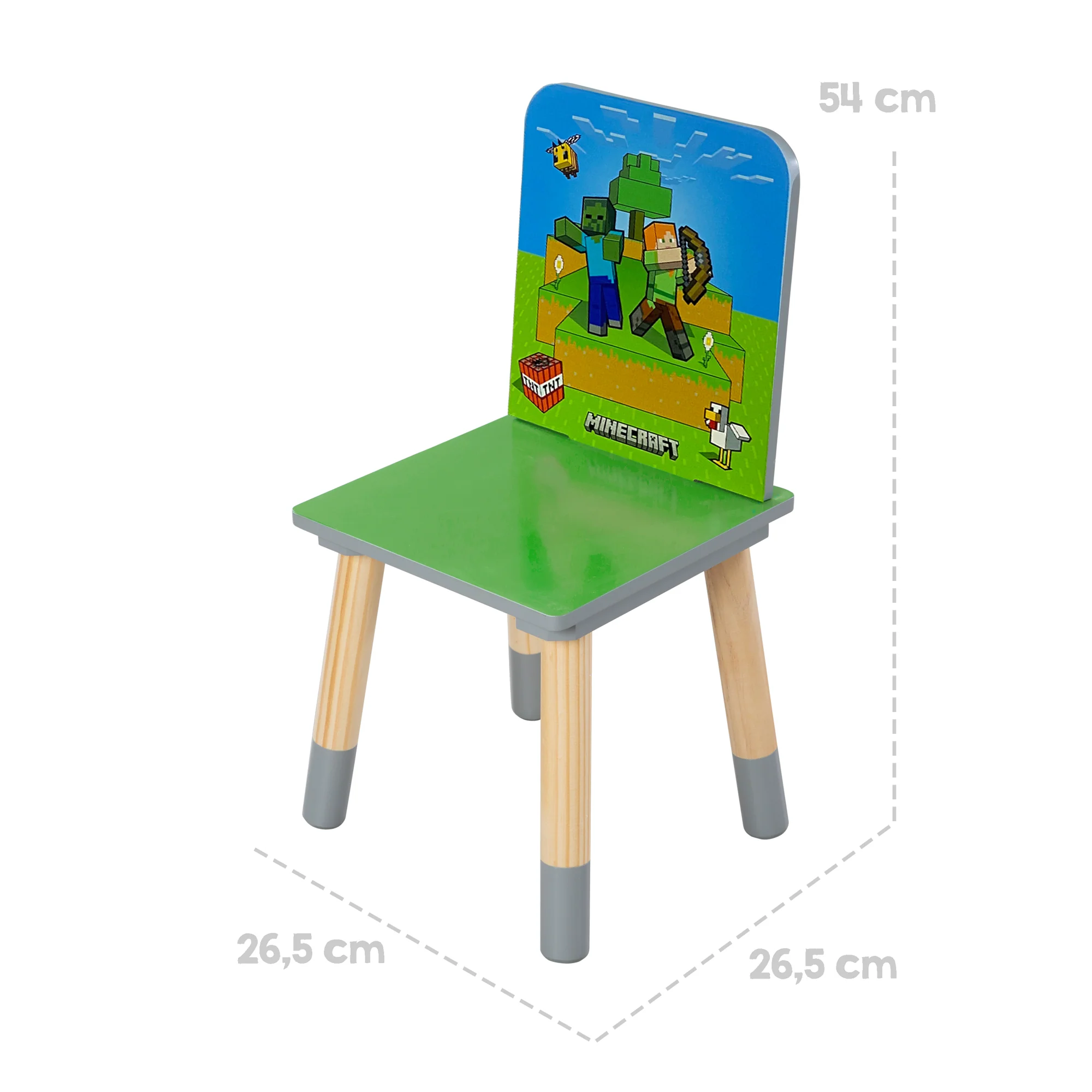Kindersitzgruppe 'Minecraft' - Tisch mit 2 Stühlen aus Holz - Grün / Blau - Image 14