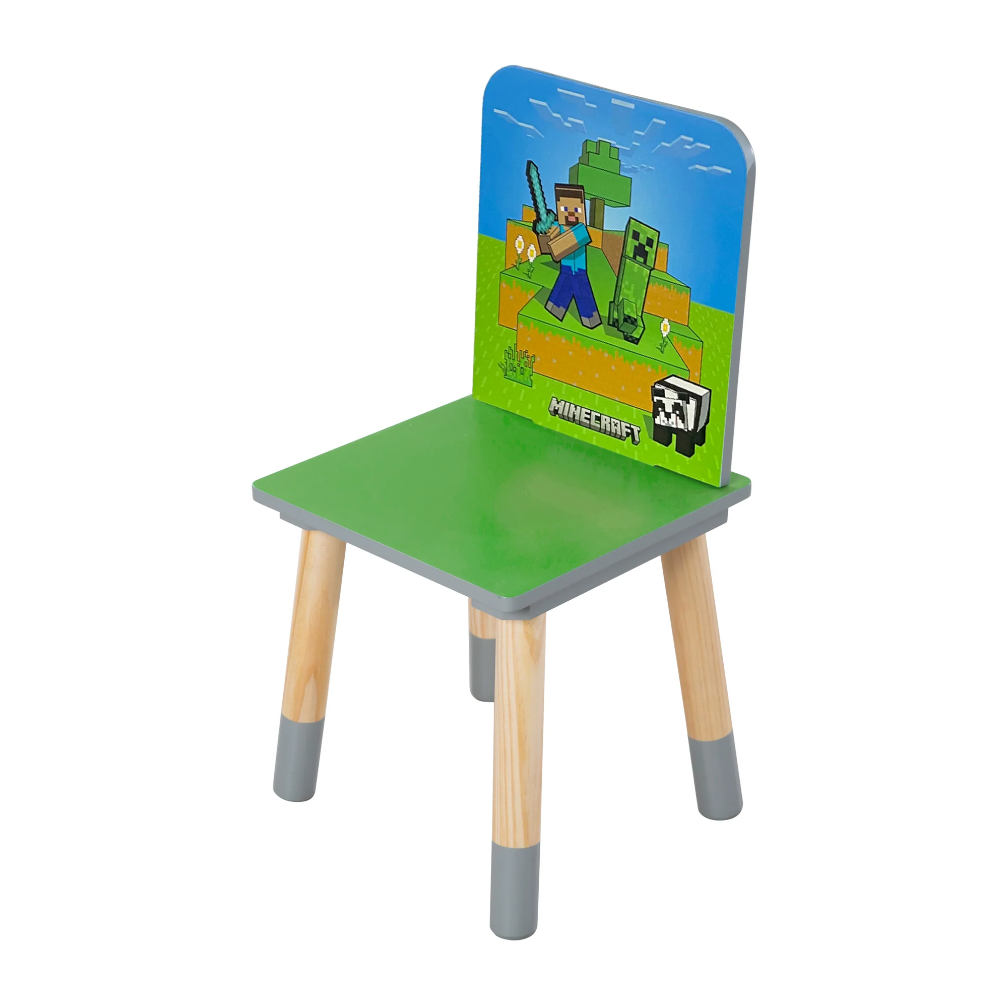 Kindersitzgruppe 'Minecraft' - Tisch mit 2 Stühlen aus Holz - Grün / Blau - Image 3