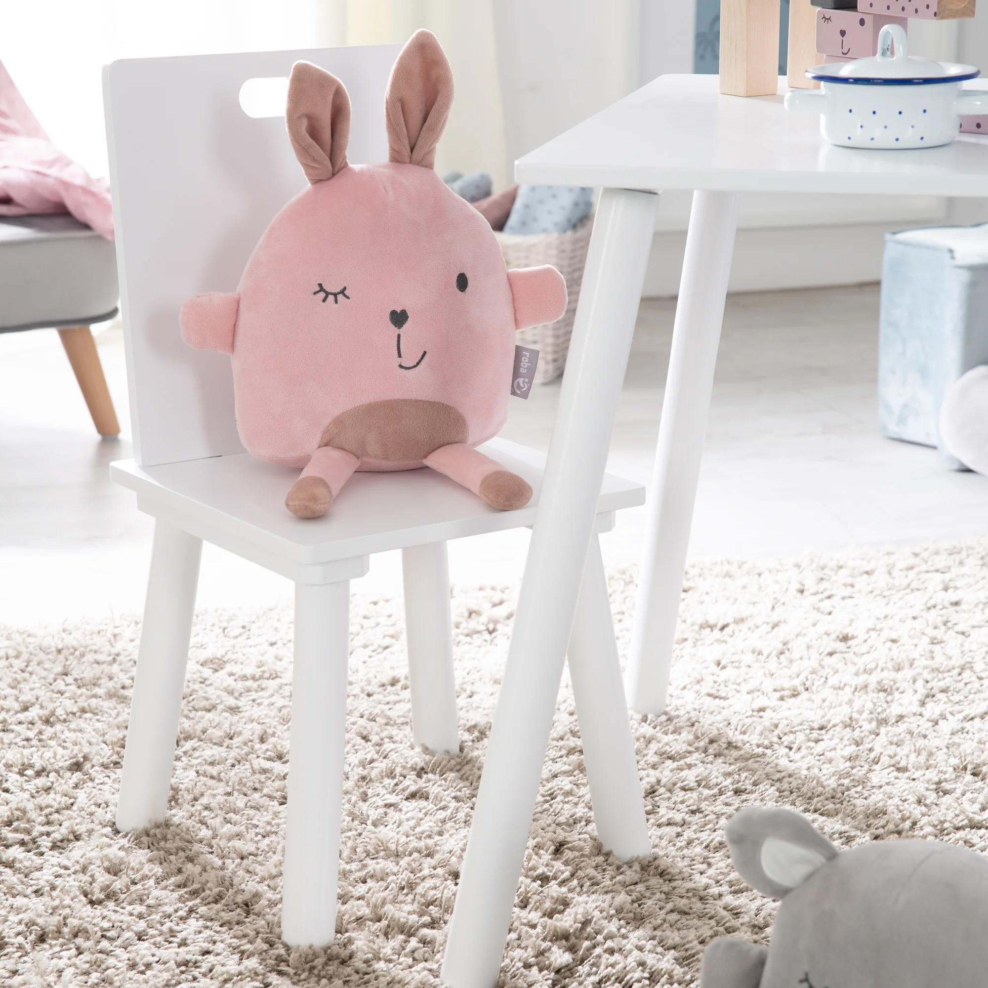Kindersitzgruppe, Kindermöbel Set aus 2 Kinderstühlen & 1 Tisch, Sitzgarnitur Holz, weiß lackiert. - Image 5