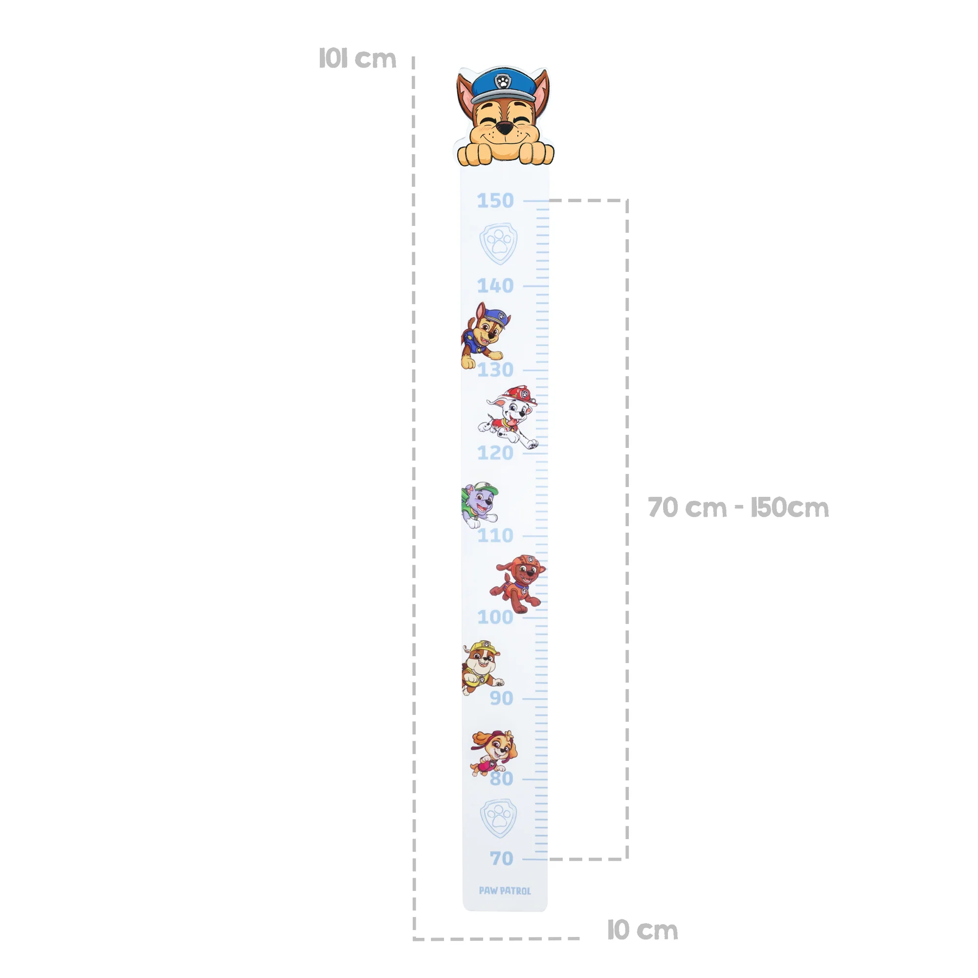Messlatte Paw Patrol - Skala von 70 cm bis 150 cm für Kinder - Holz weiß / blau - Image 3