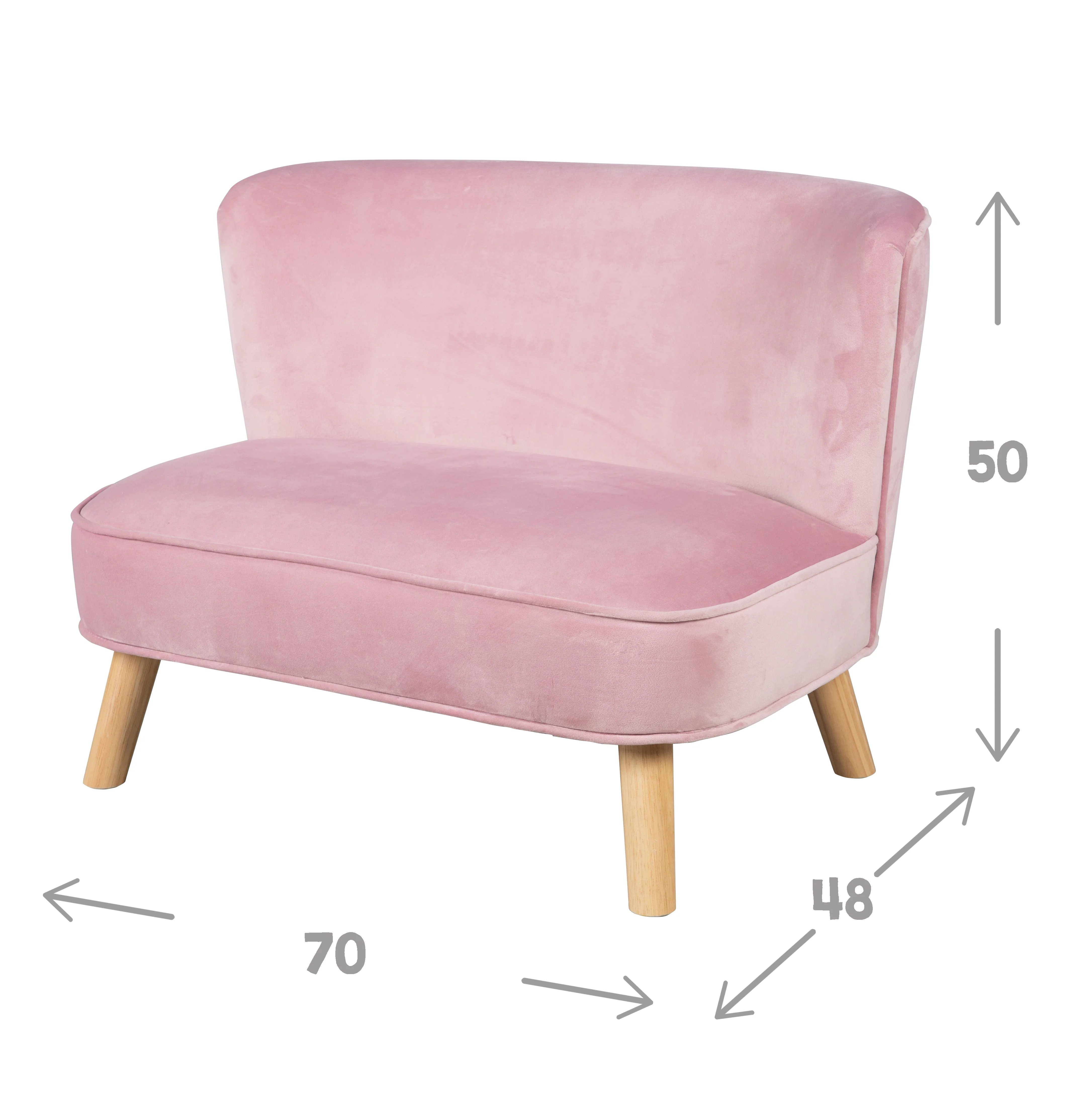Kindersofa 'Lil Sofa' - Bequeme Kindercouch mit Holzfüßen - Samtstoff rosa - Image 4