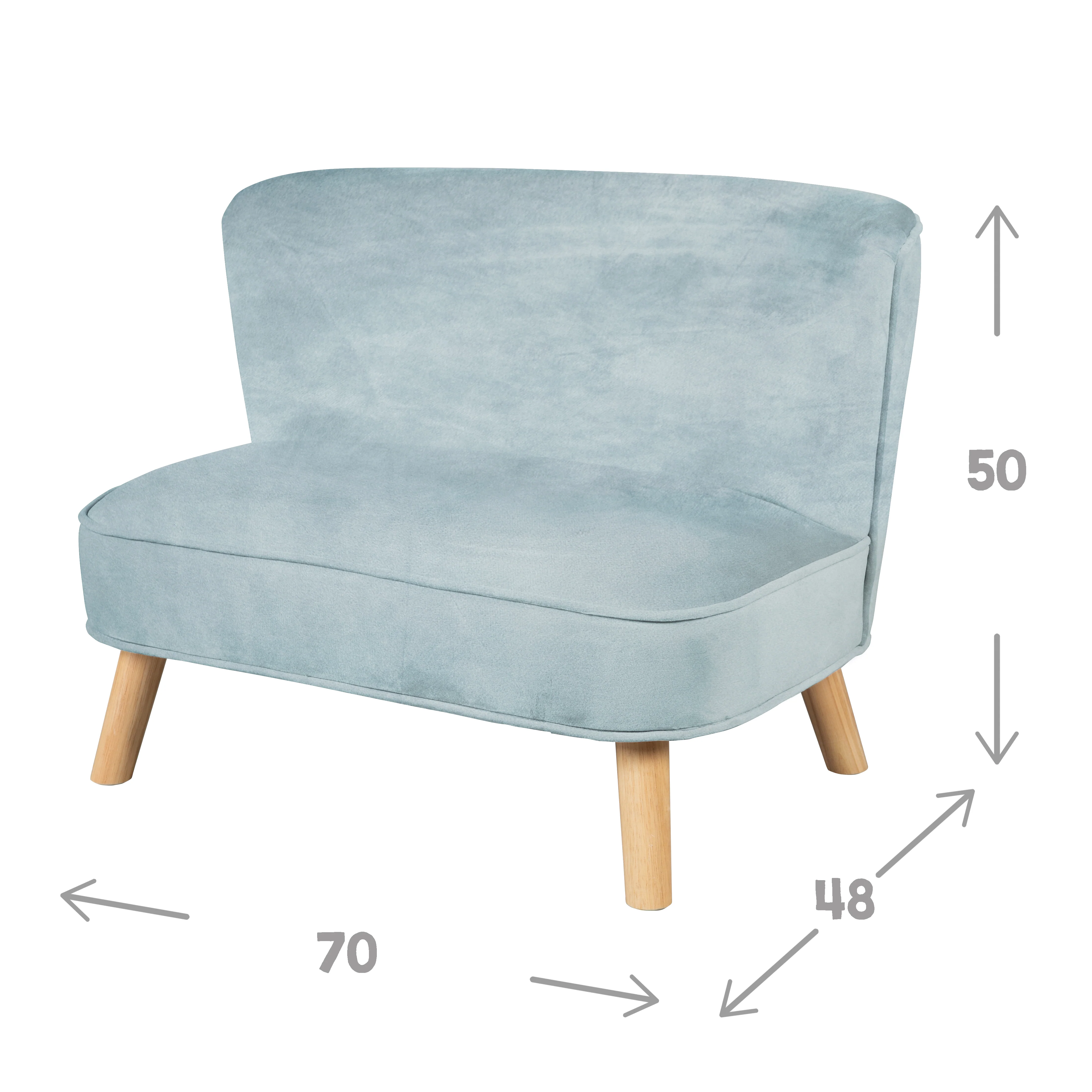 Kindersofa 'Lil Sofa' - Bequeme Kindercouch mit Holzfüßen - Samtstoff hellblau - Image 5