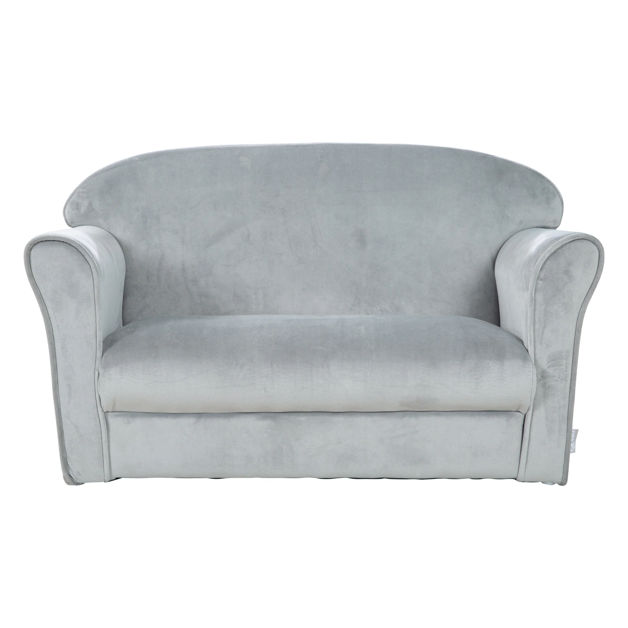 Kindersofa 'Lil Sofa' mit Armlehnen, bequeme Kindercouch mit silbergrauem Samtstoff bezogen - Image 3