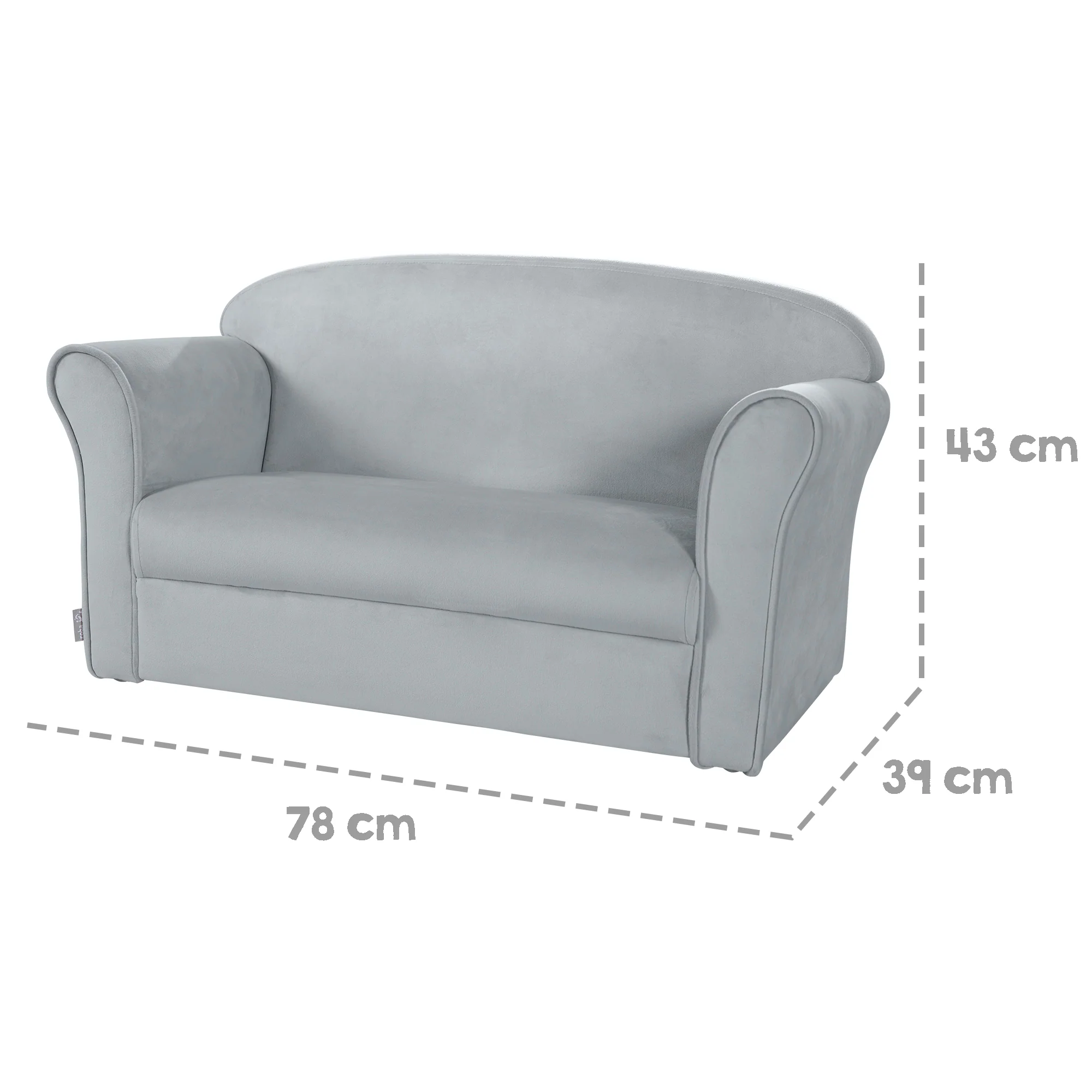 Kindersofa 'Lil Sofa' mit Armlehnen, bequeme Kindercouch mit silbergrauem Samtstoff bezogen - Image 7