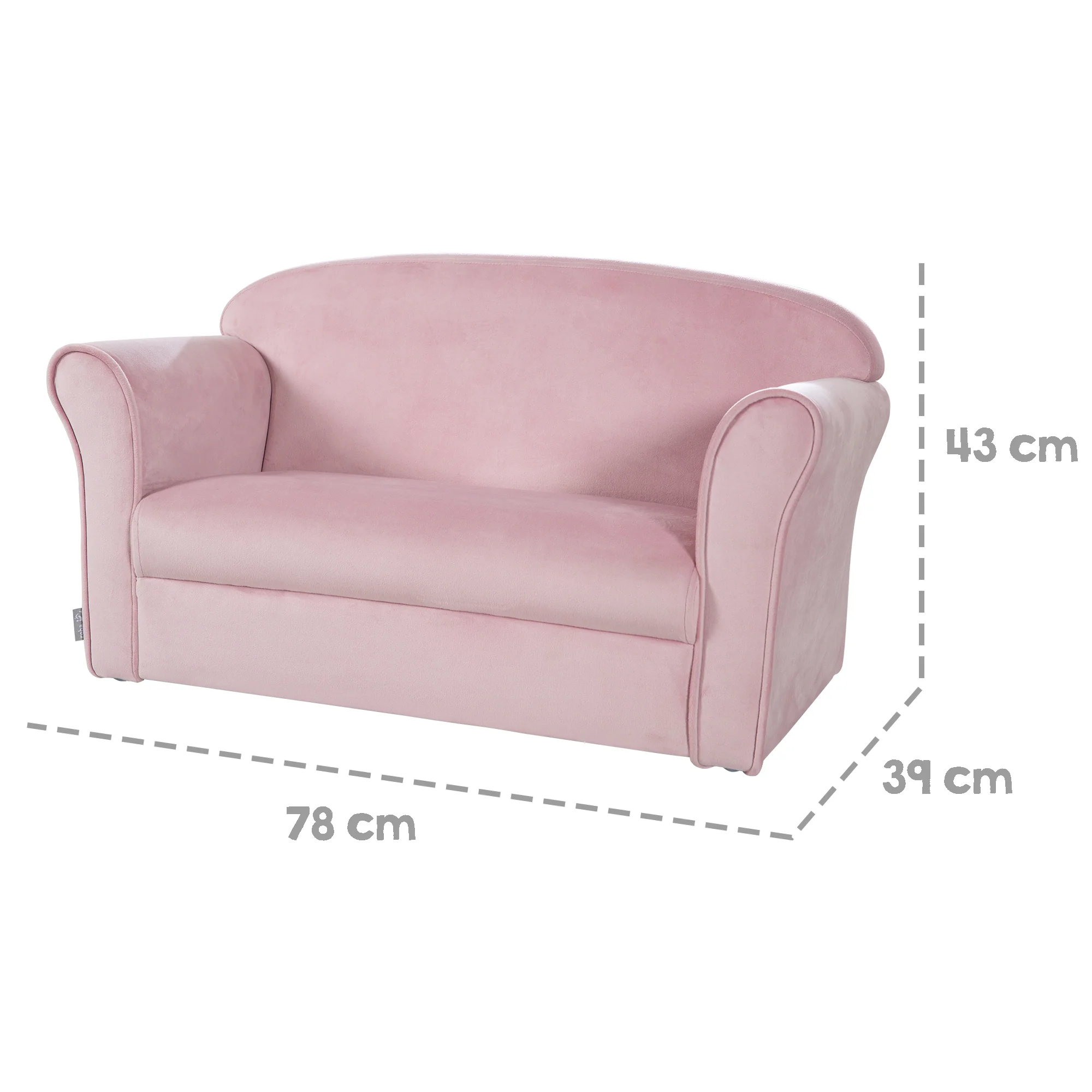 Kindersofa 'Lil Sofa' mit Armlehnen, bequeme Kindercouch mit rosa Samtstoff bezogen - Image 7