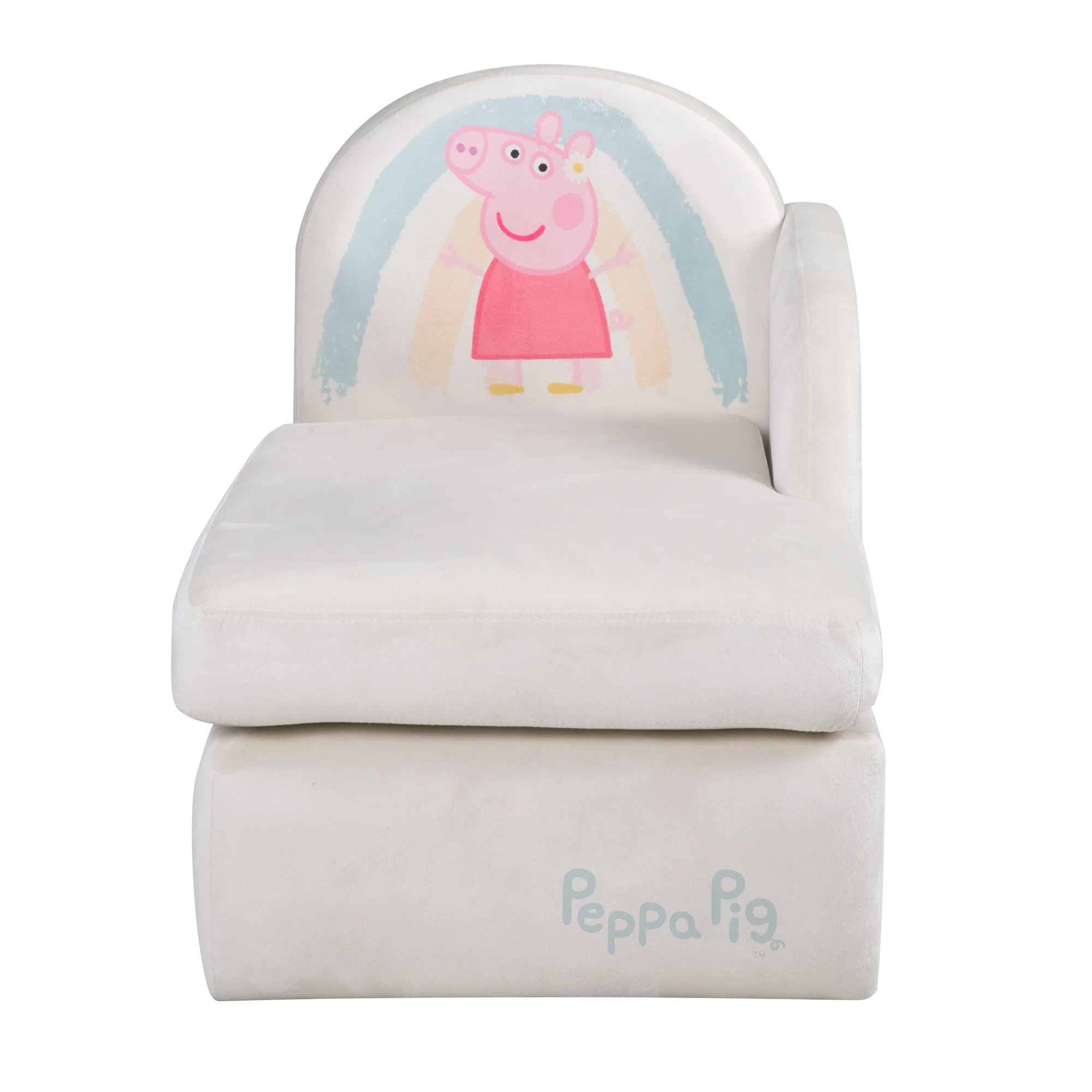 Kinderloungesofa 'Peppa Pig' mit Armlehne - Samtbezug beige - Peppa Print - Image 3