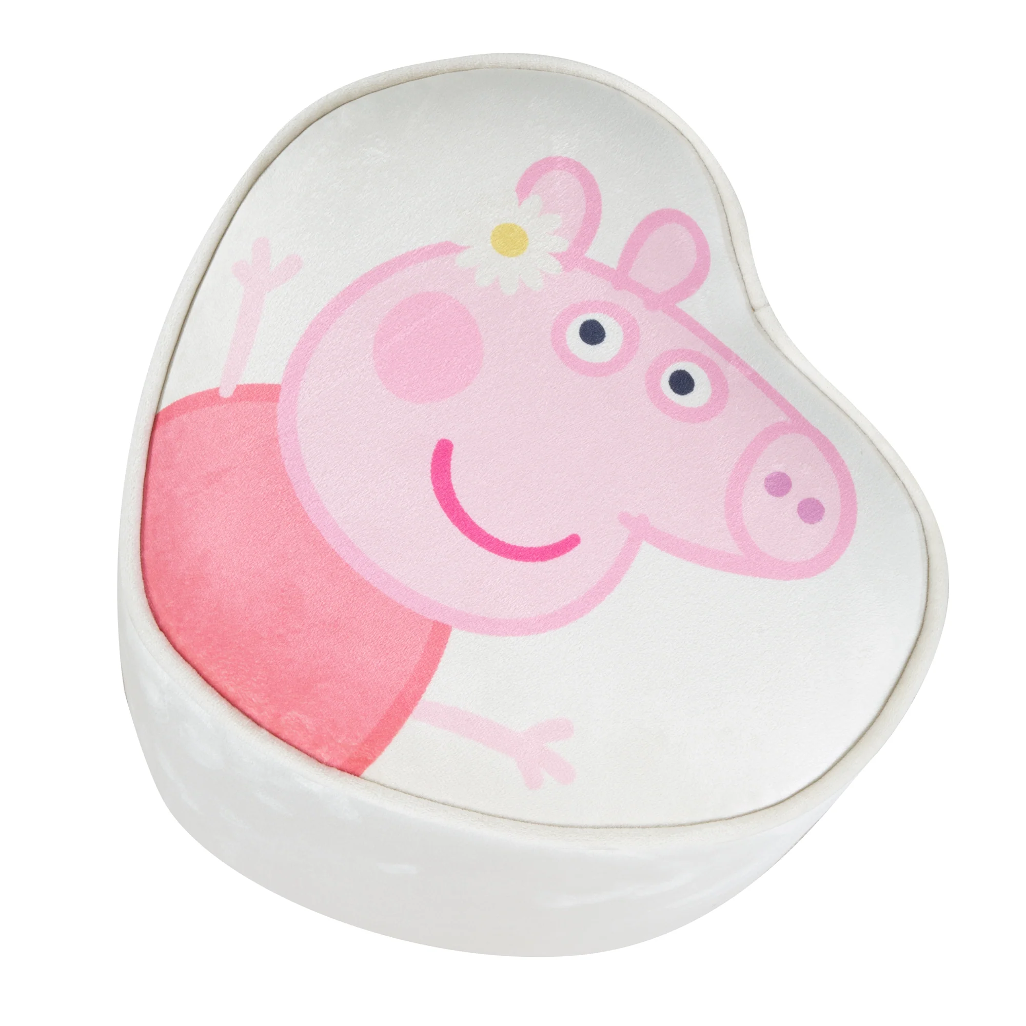 Kinderhocker 'Peppa Pig' in Herzform - Samtbezug in Beige - Rosa Peppa Motiv - Image 3