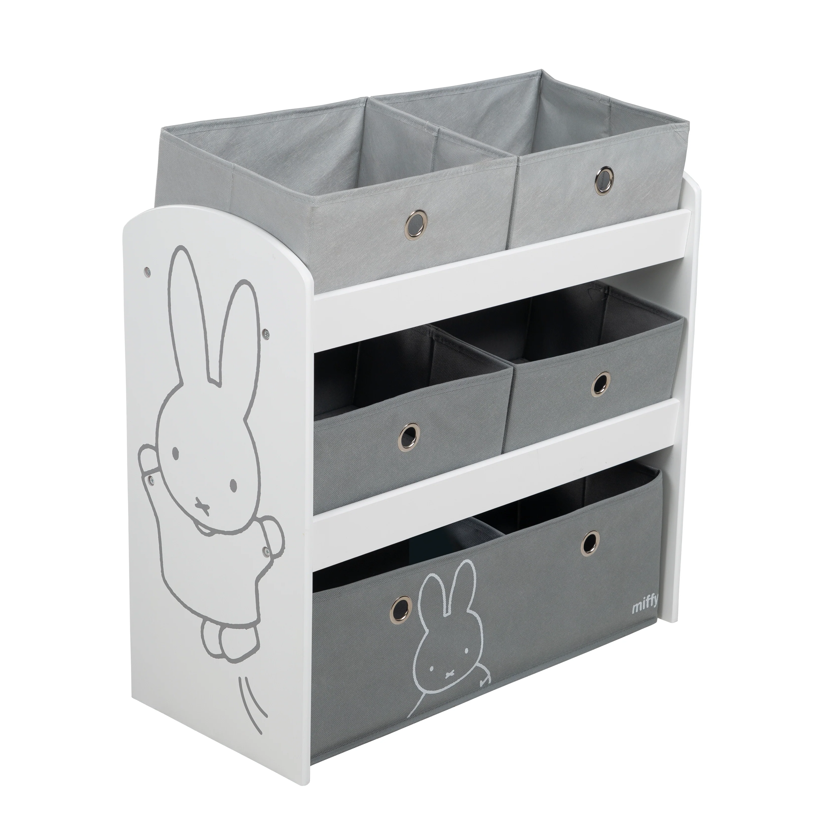 Spielregal 'miffy®', Spielzeugregal mit 5 Stoffboxen, Aufbewahrungsregal, für Jungen und Mädchen - Image 3