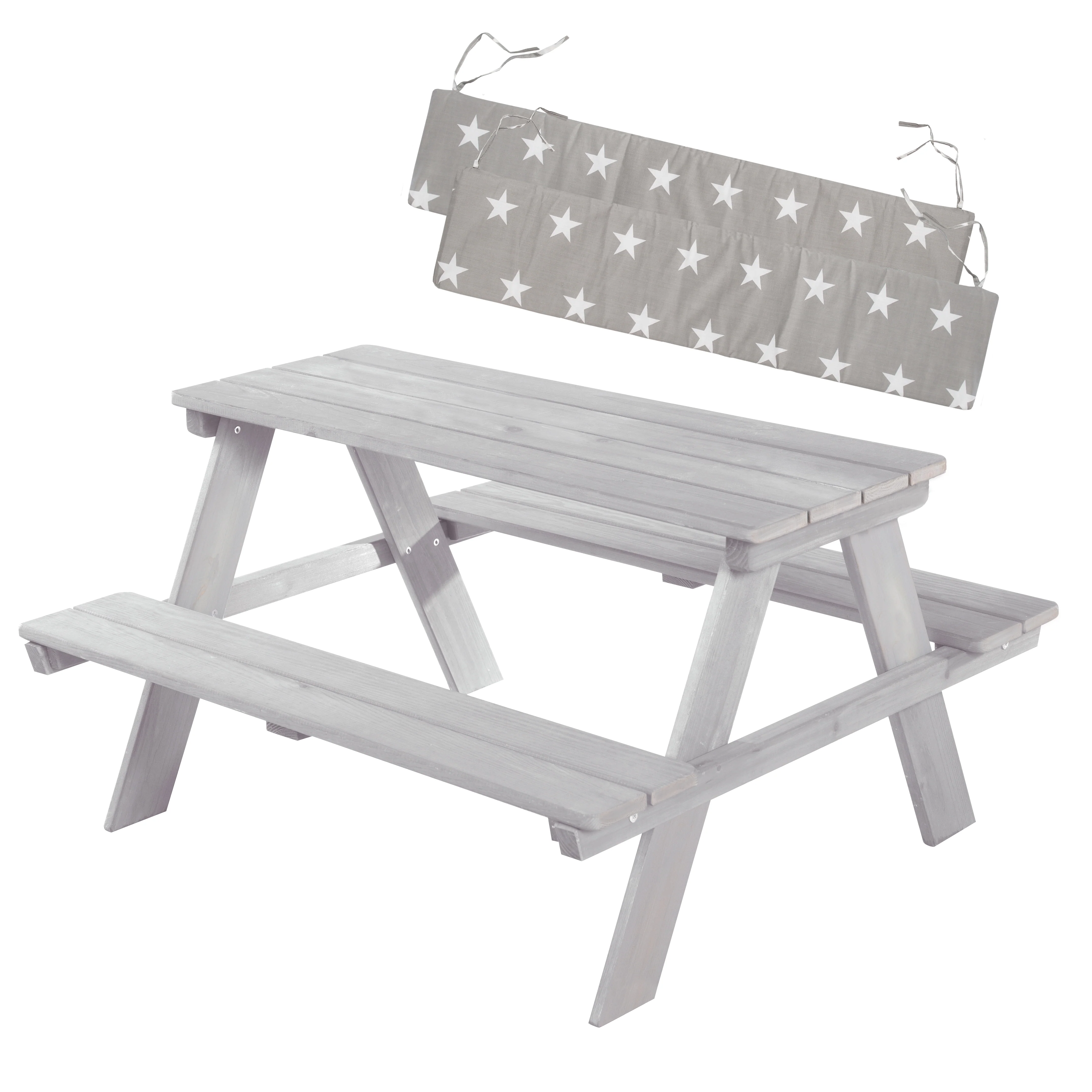 Kindersitzgruppe 'Outdoor+', wetterfeste Sitzgarnitur 'Picknick for 4', aus Massivholz, grau - Image 6